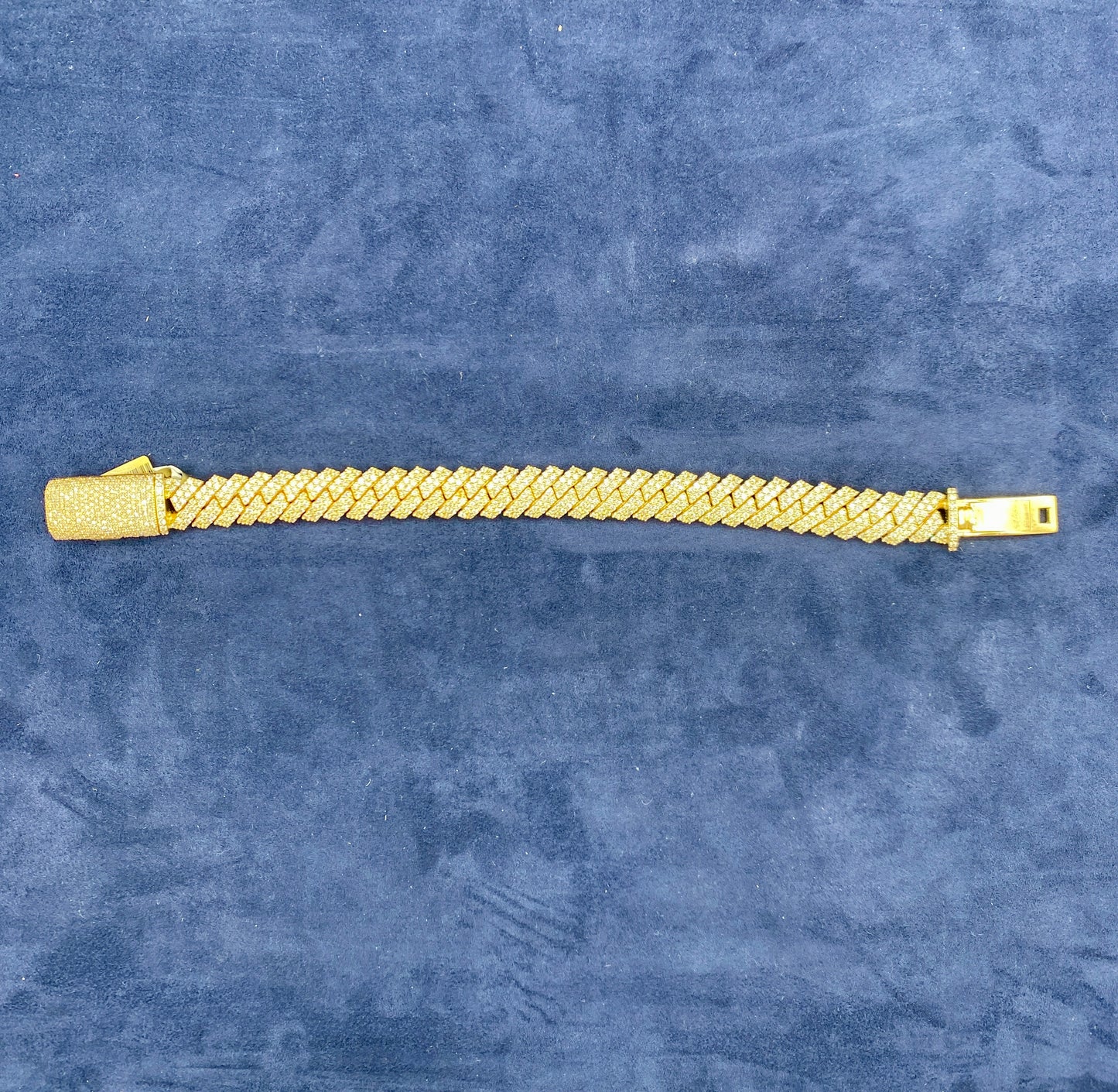14K gold & diamonds cuban link bracelet 15.5mm