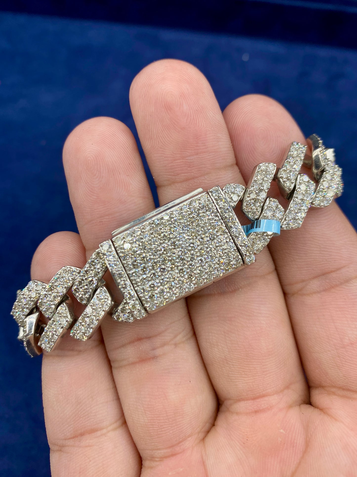 14K gold & diamonds Cuban link bracelet 15.5mm