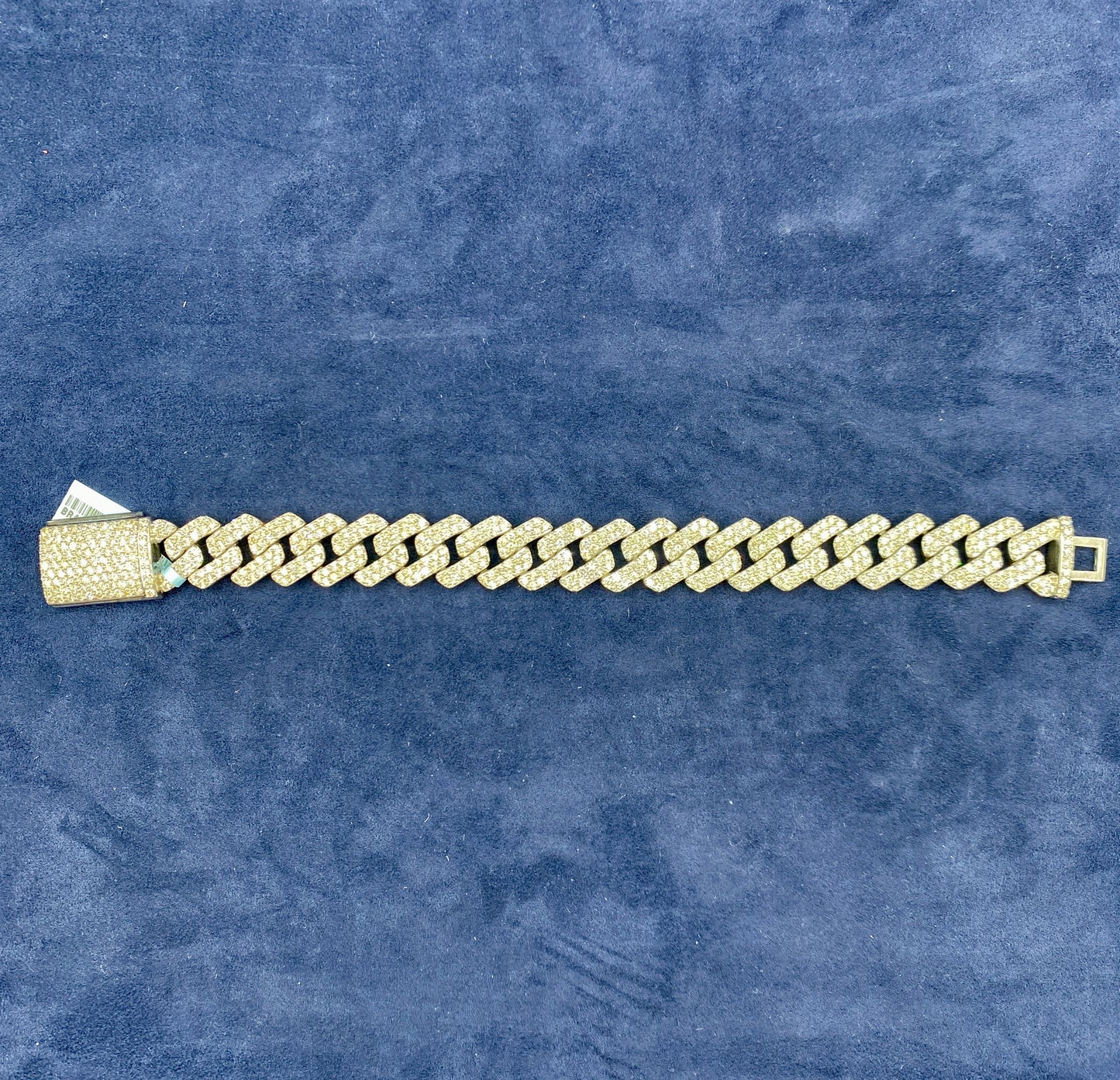 14K gold & diamonds Cuban link bracelet 15.5mm