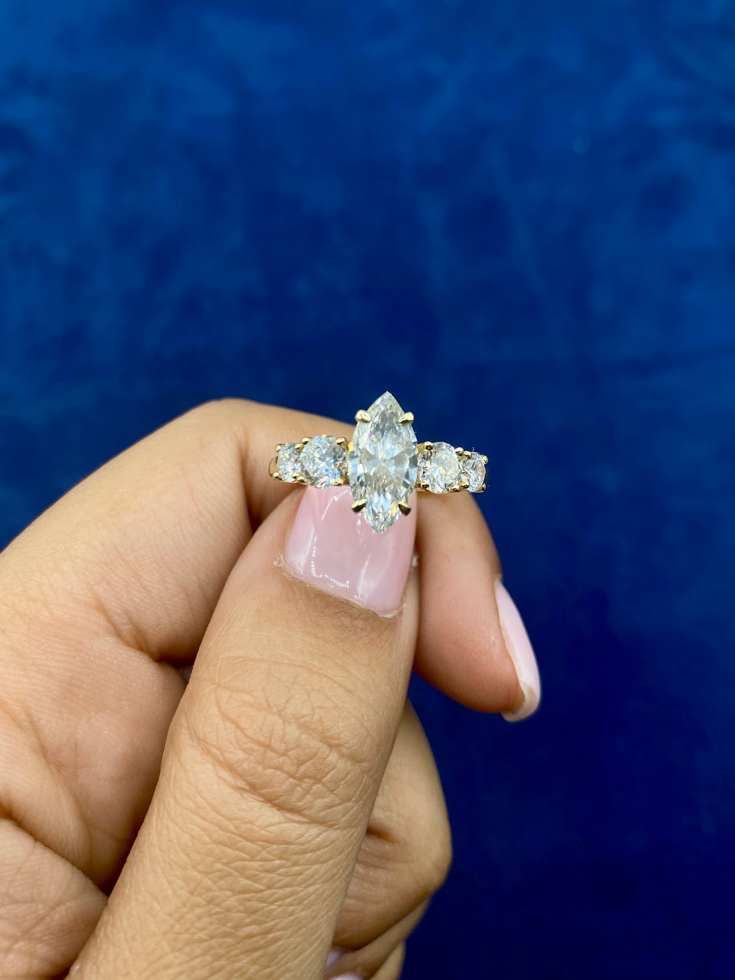 14k Marquis Shaped Lab Diamond Enagement RIng