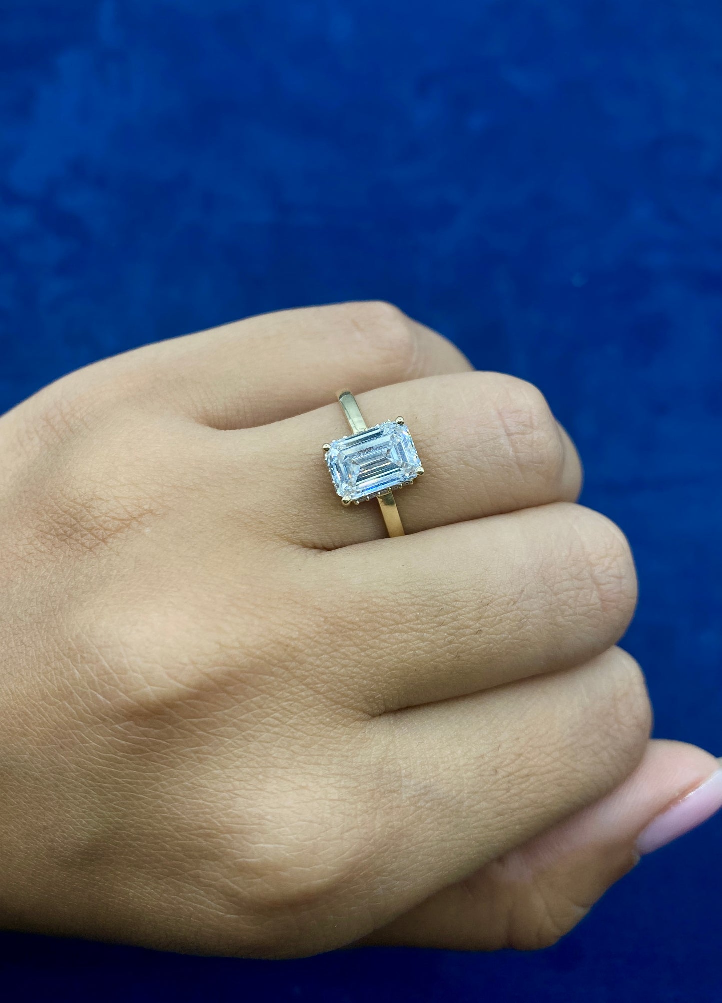 14k Emerald Cut Lab Diamond Engagement RIng
