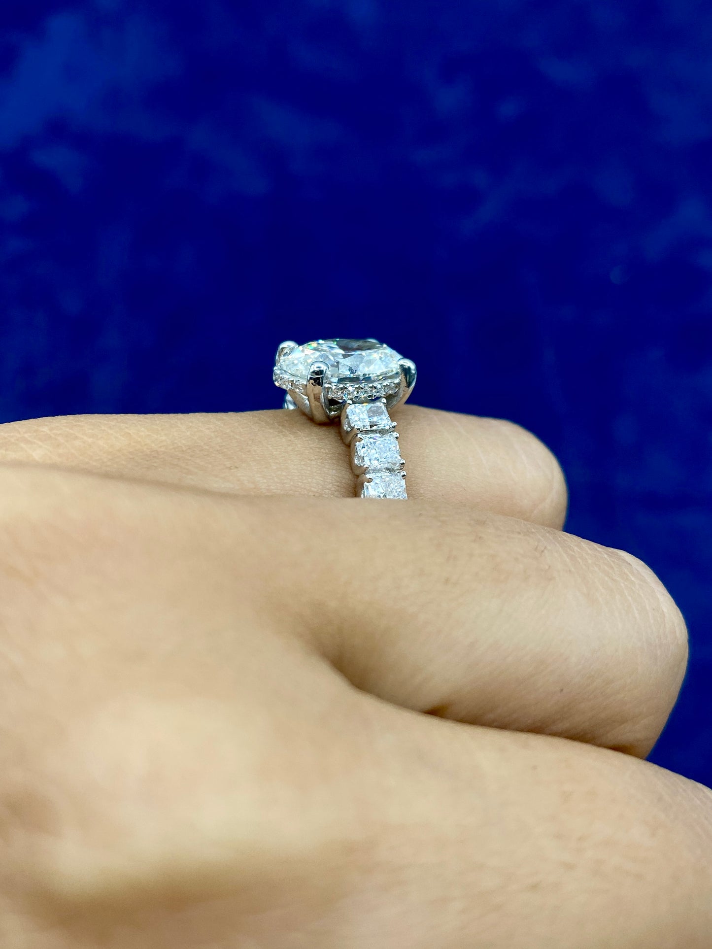 14k Oval Center Radiant Band Lab Diamond Engagement Ring