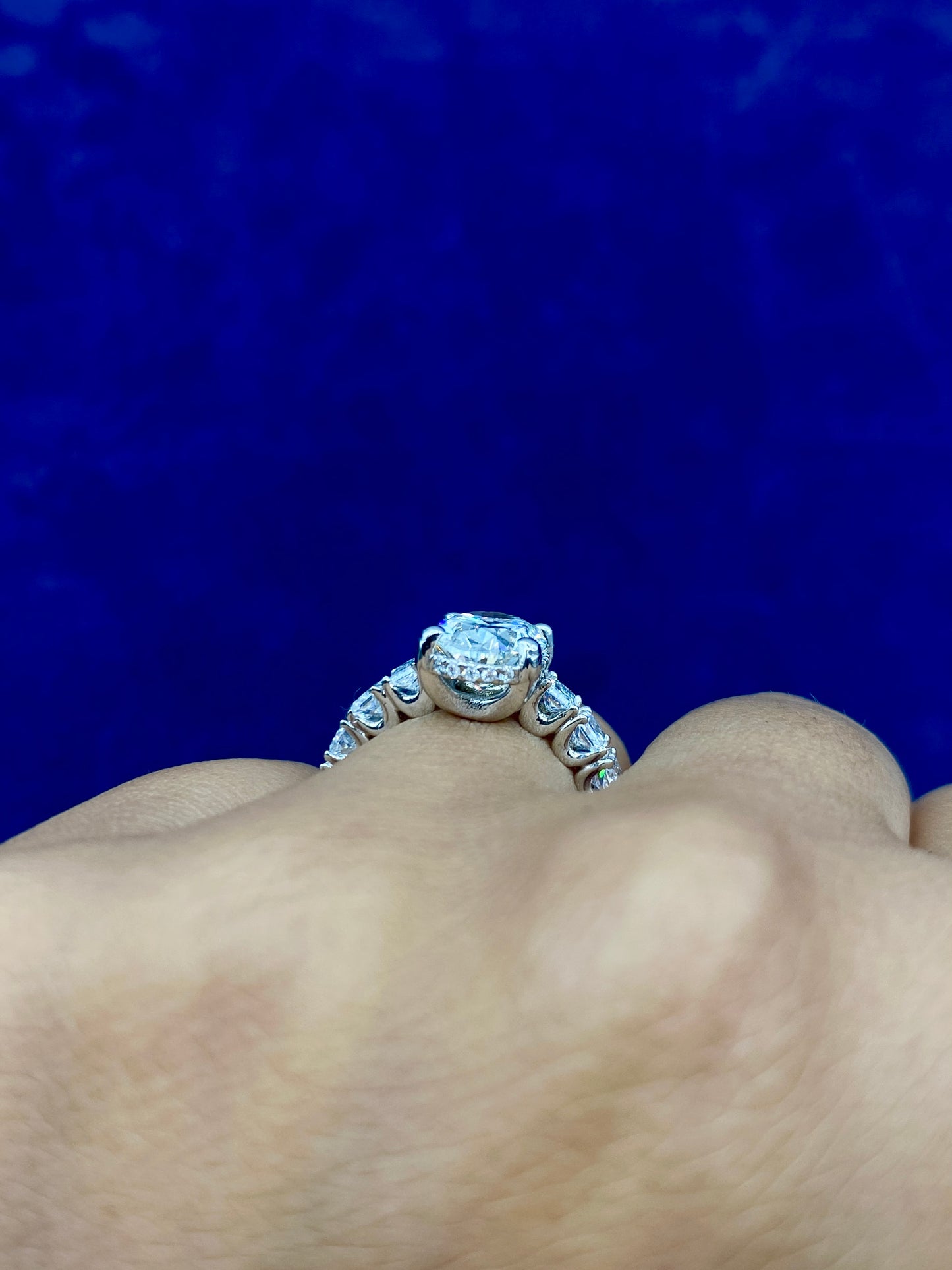 14k Oval Center Radiant Band Lab Diamond Engagement Ring