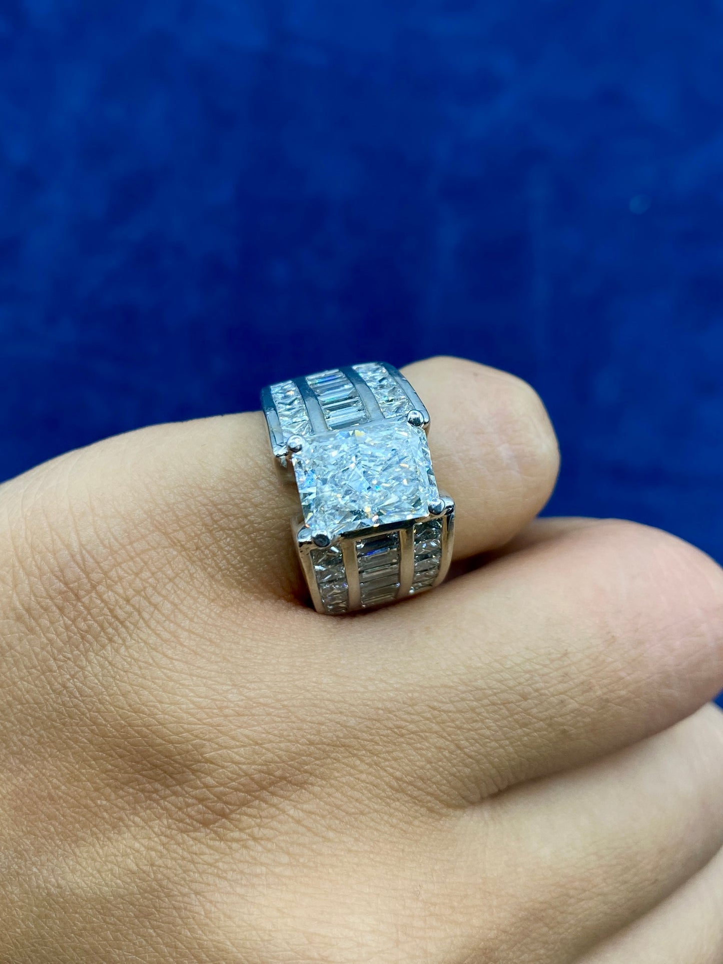 14k Thick Radiant Cut Lab Center Engagement Ring