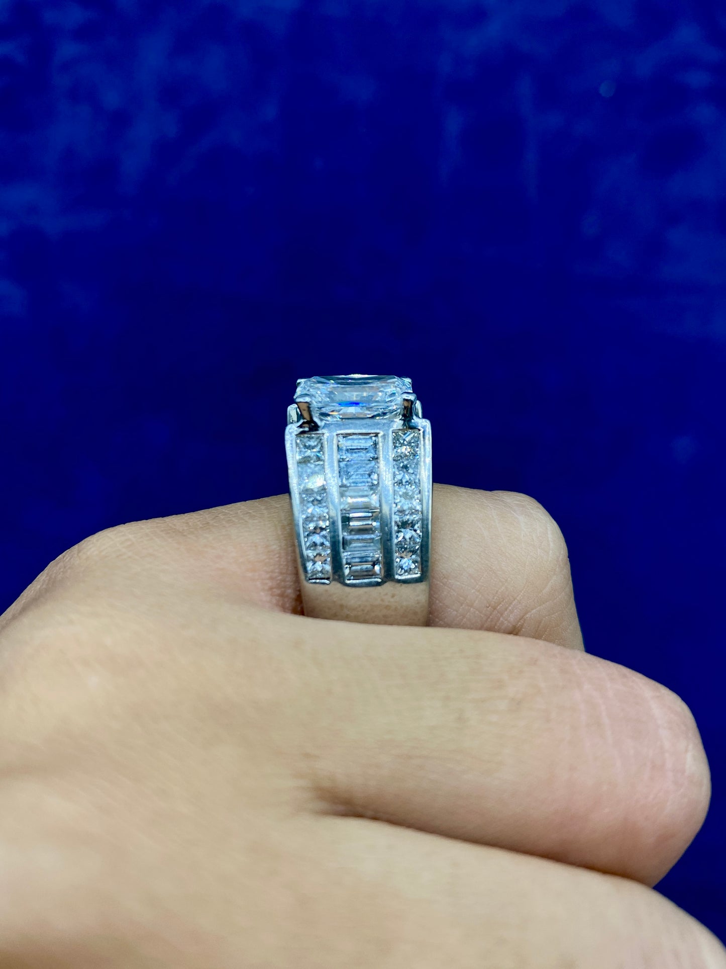 14k Thick Radiant Cut Lab Center Engagement Ring