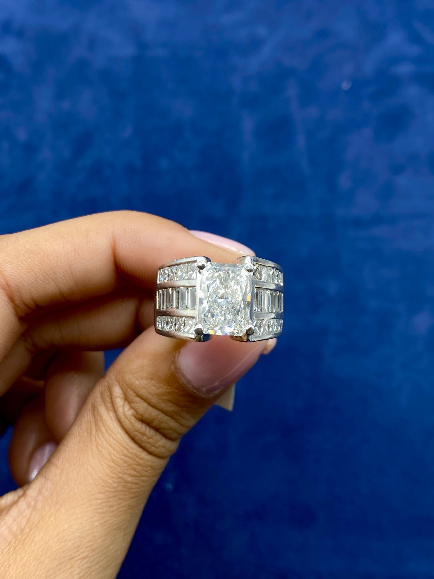 14k Thick Radiant Cut Lab Center Engagement Ring
