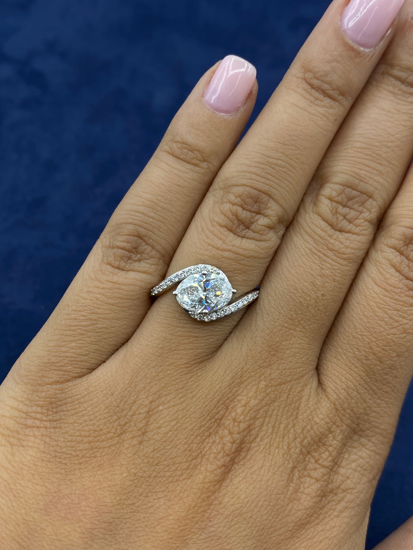 14k Circle Cut Spiral Lab Diamond Engagement Ring