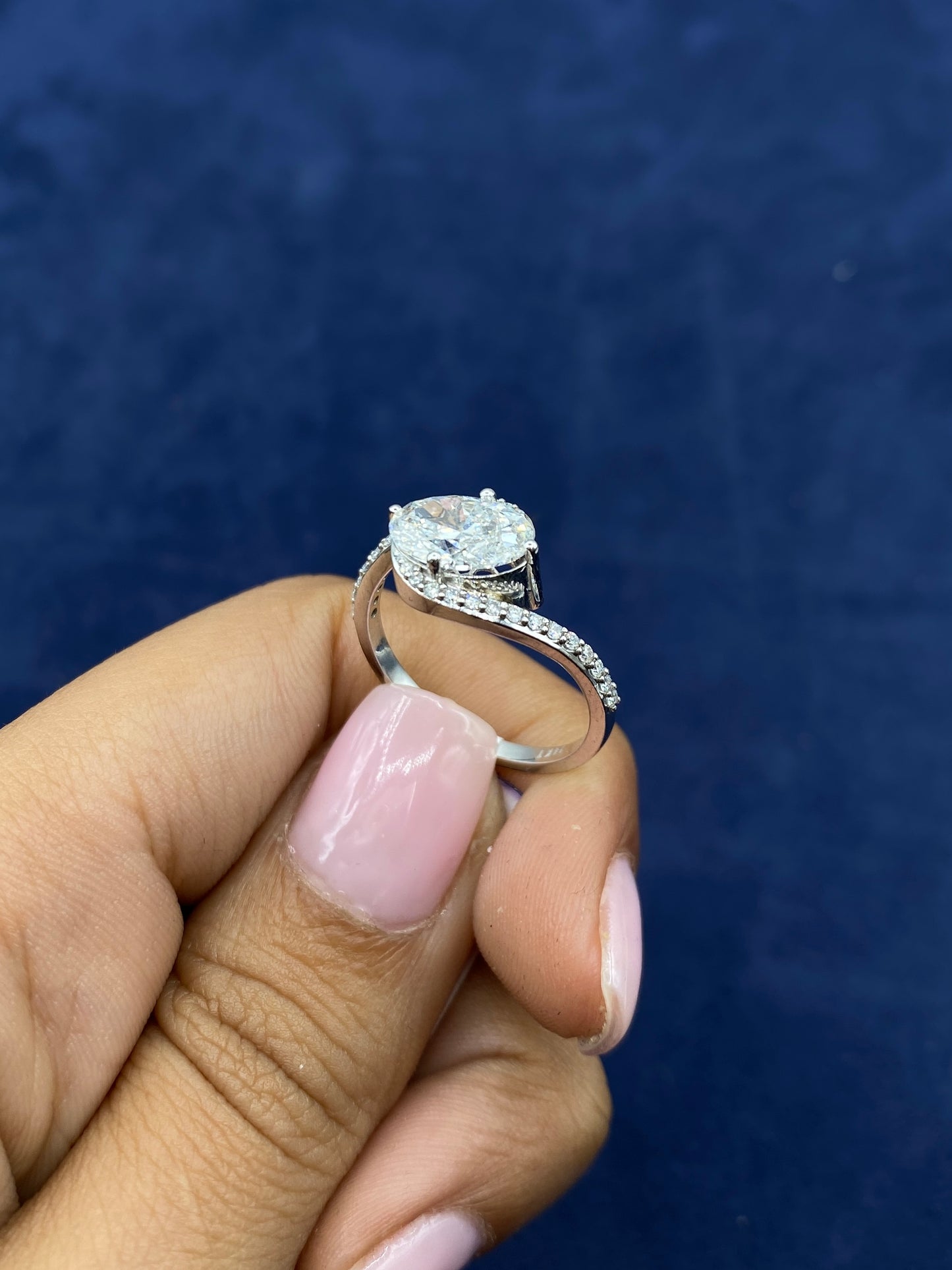 14k Circle Cut Spiral Lab Diamond Engagement Ring