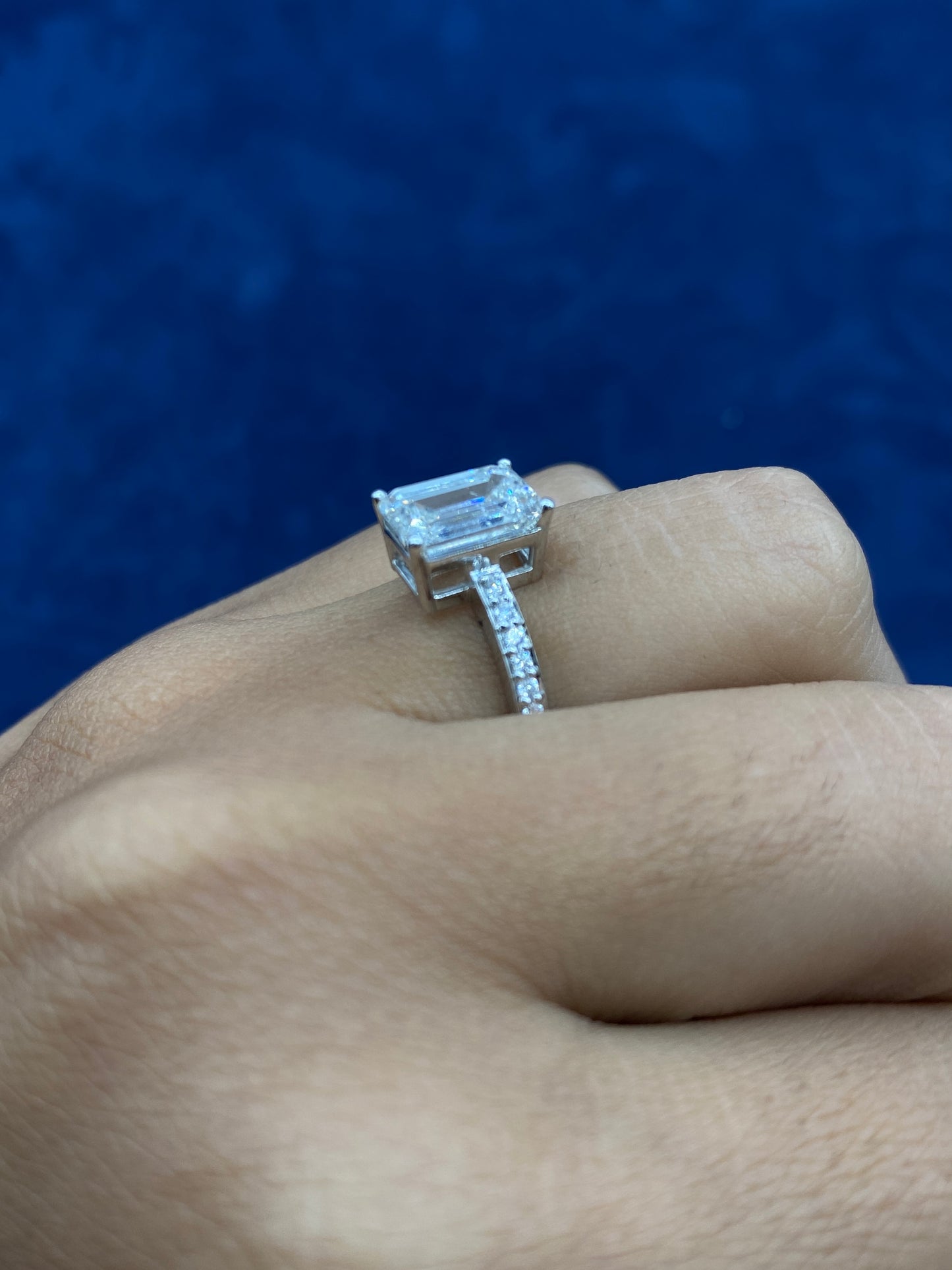 14k Emarald Engagement Ring Lab Diamonds