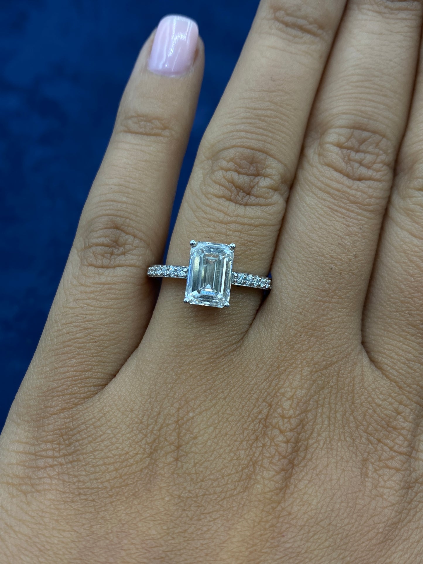 14k Emarald Engagement Ring Lab Diamonds