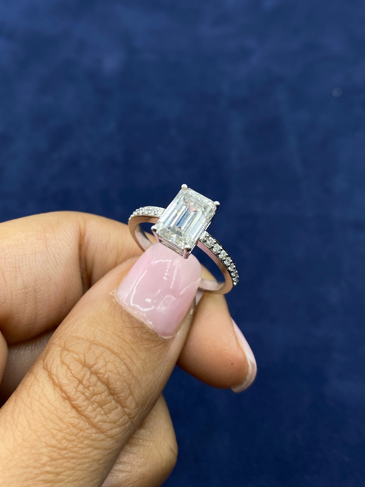 14k Emarald Engagement Ring Lab Diamonds