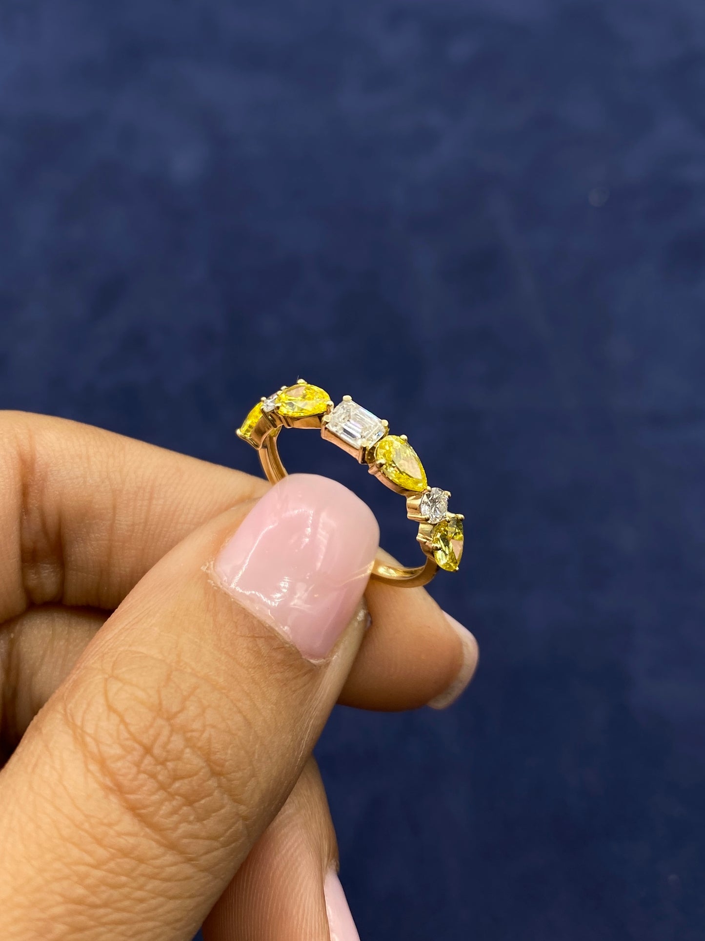 14k Sorted Canary Lab Diamond Engagement Ring Band