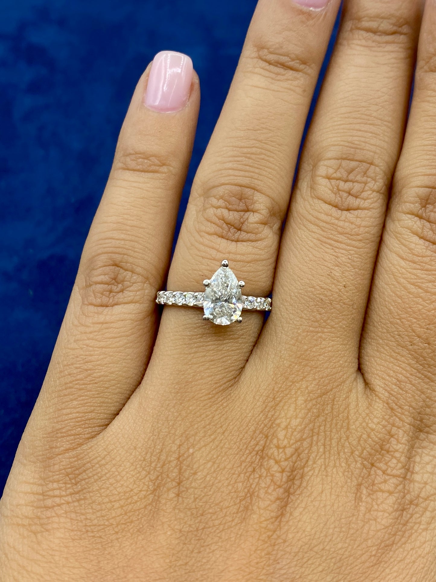 14k Teardrop Engagement Ring Lab Diamonds