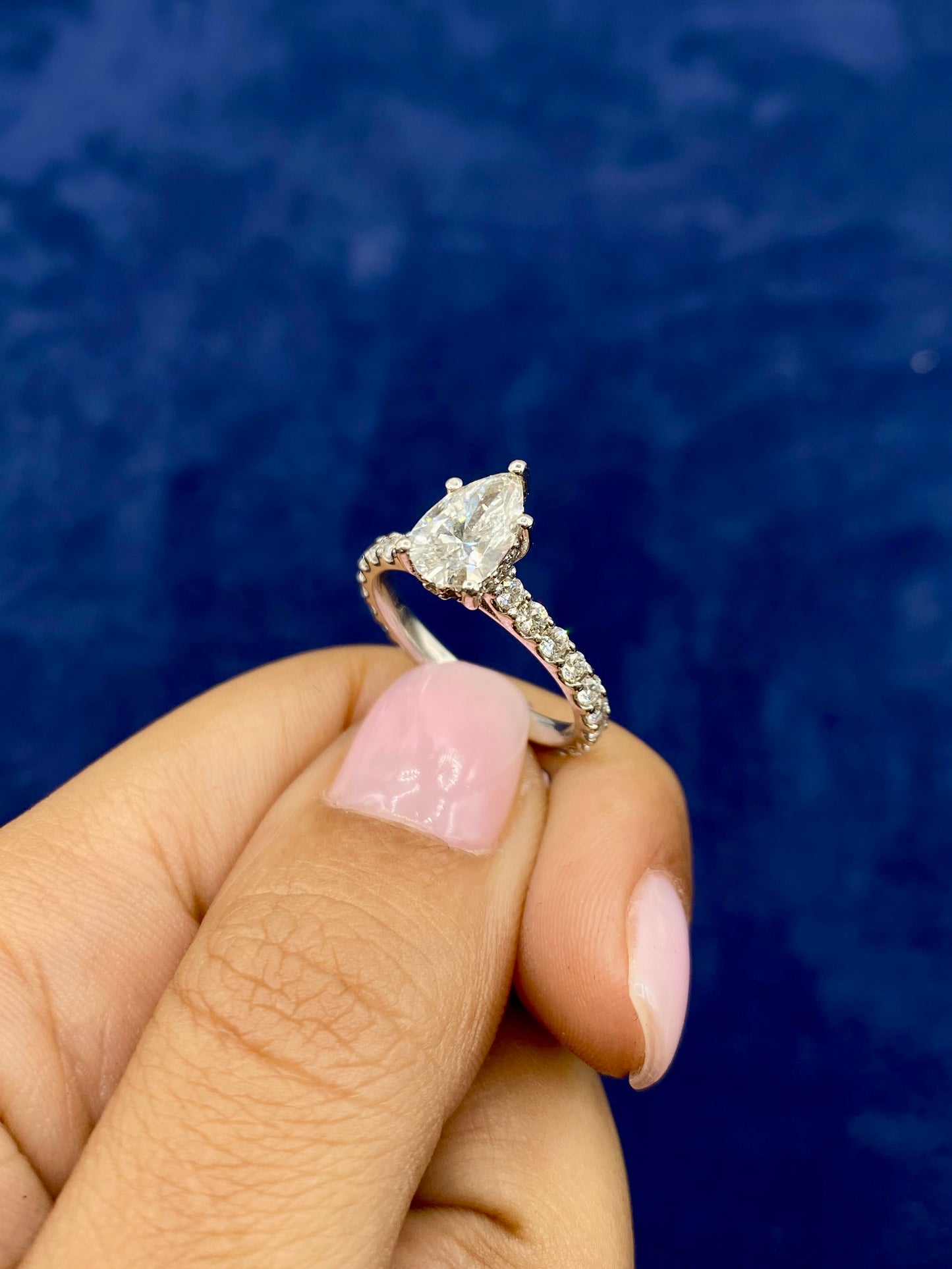 14k Teardrop Engagement Ring Lab Diamonds