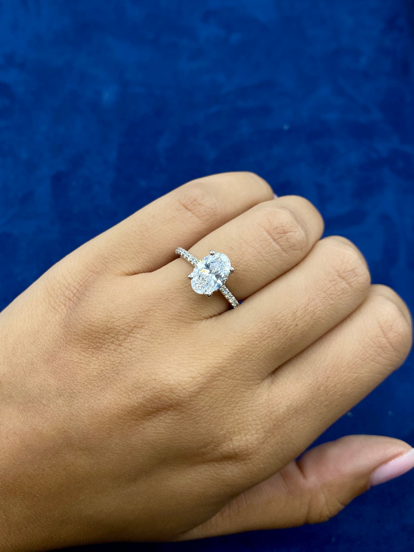 14k Oval Cut Fancy Lab Diamond ENgagement RIng