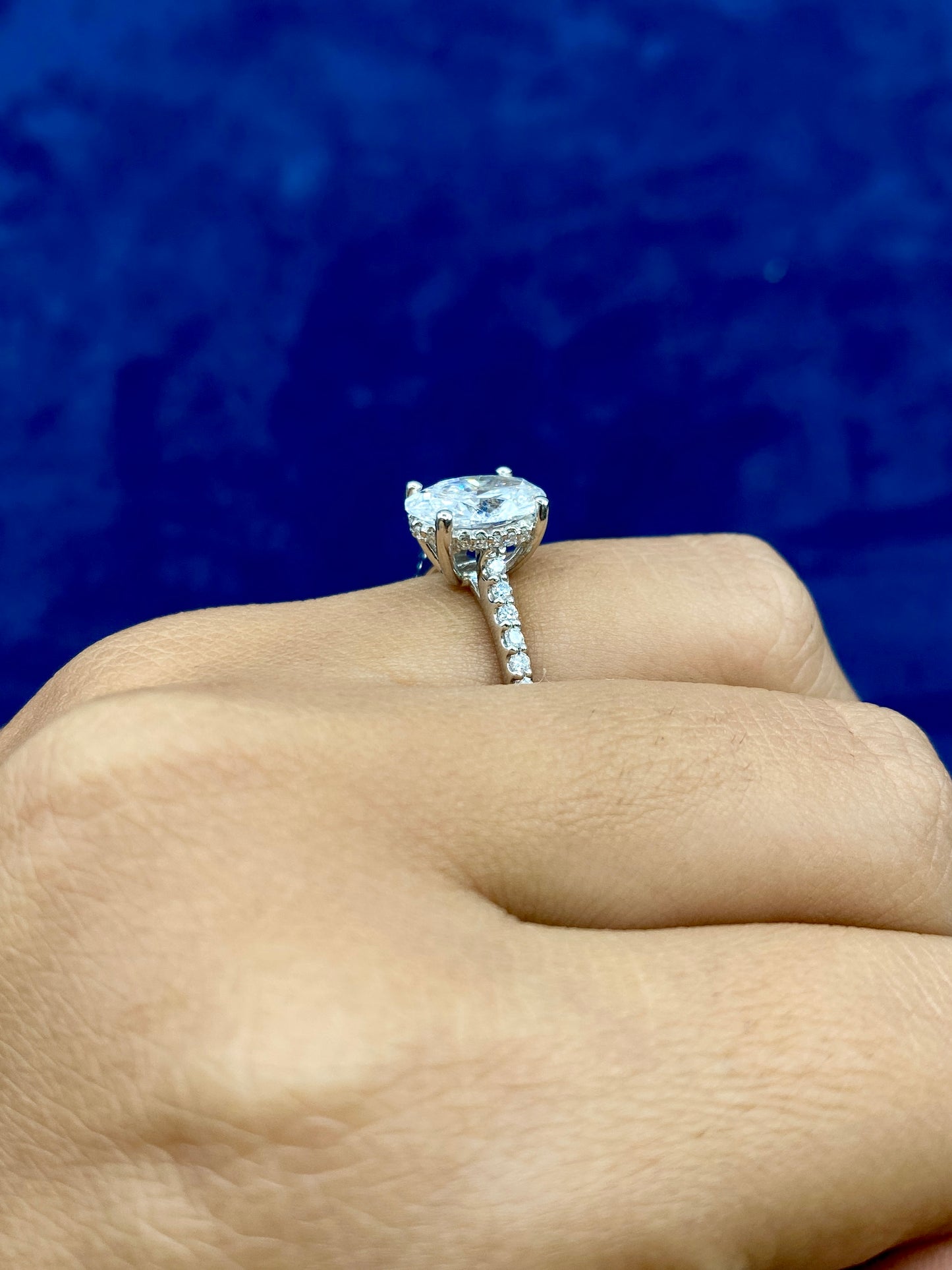 14k Oval Cut Fancy Lab Diamond ENgagement RIng