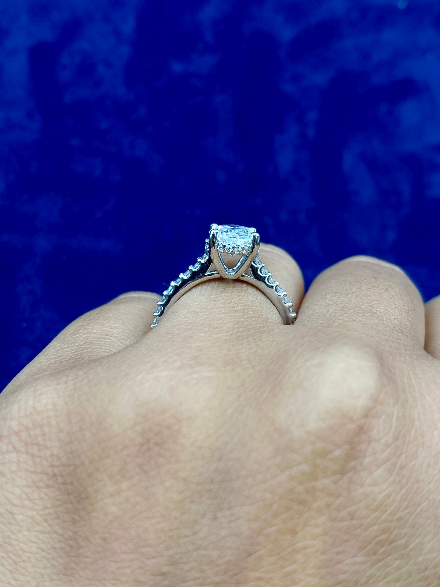 14k Oval Cut Fancy Lab Diamond ENgagement RIng
