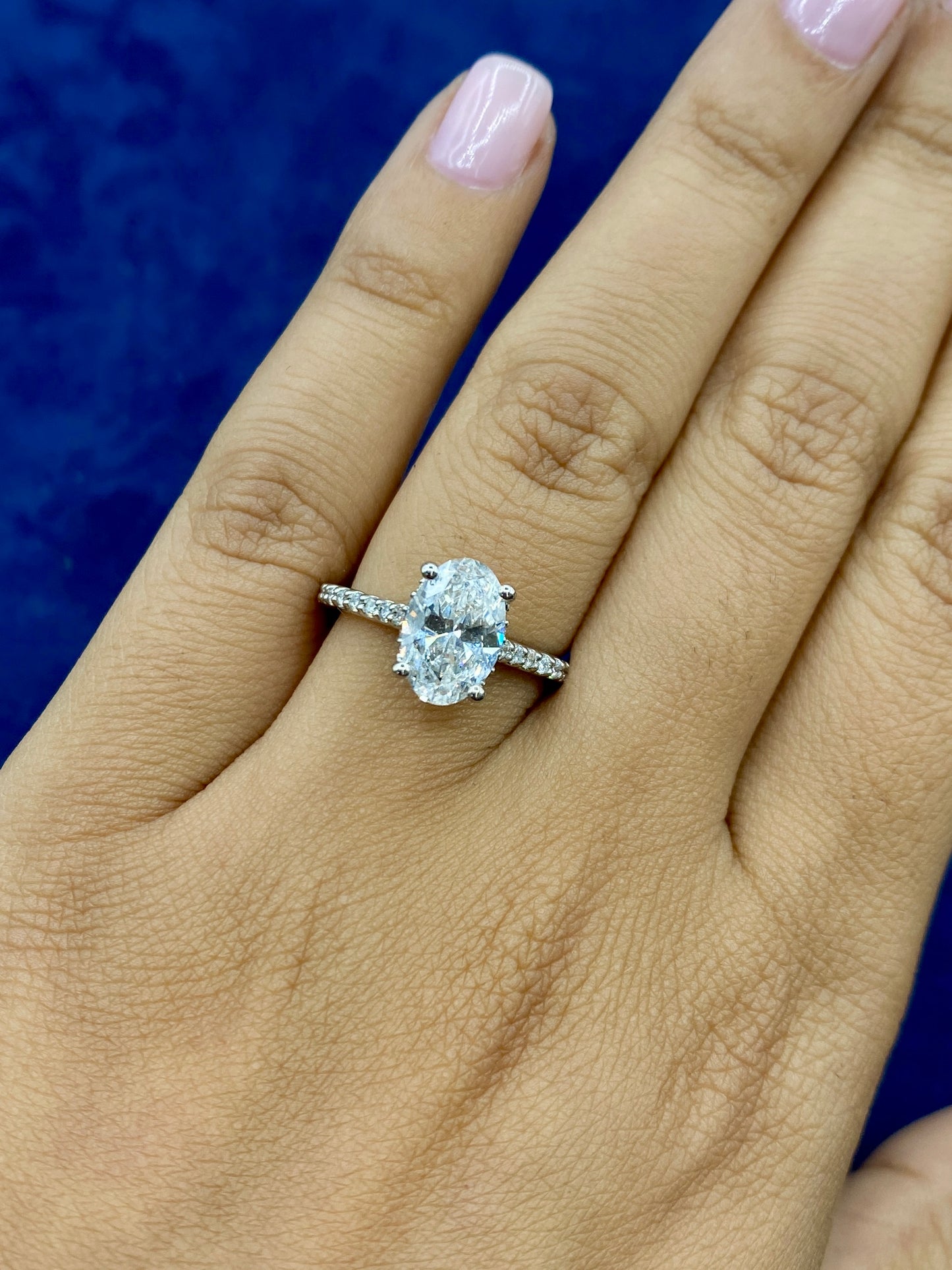 14k Oval Cut Fancy Lab Diamond ENgagement RIng