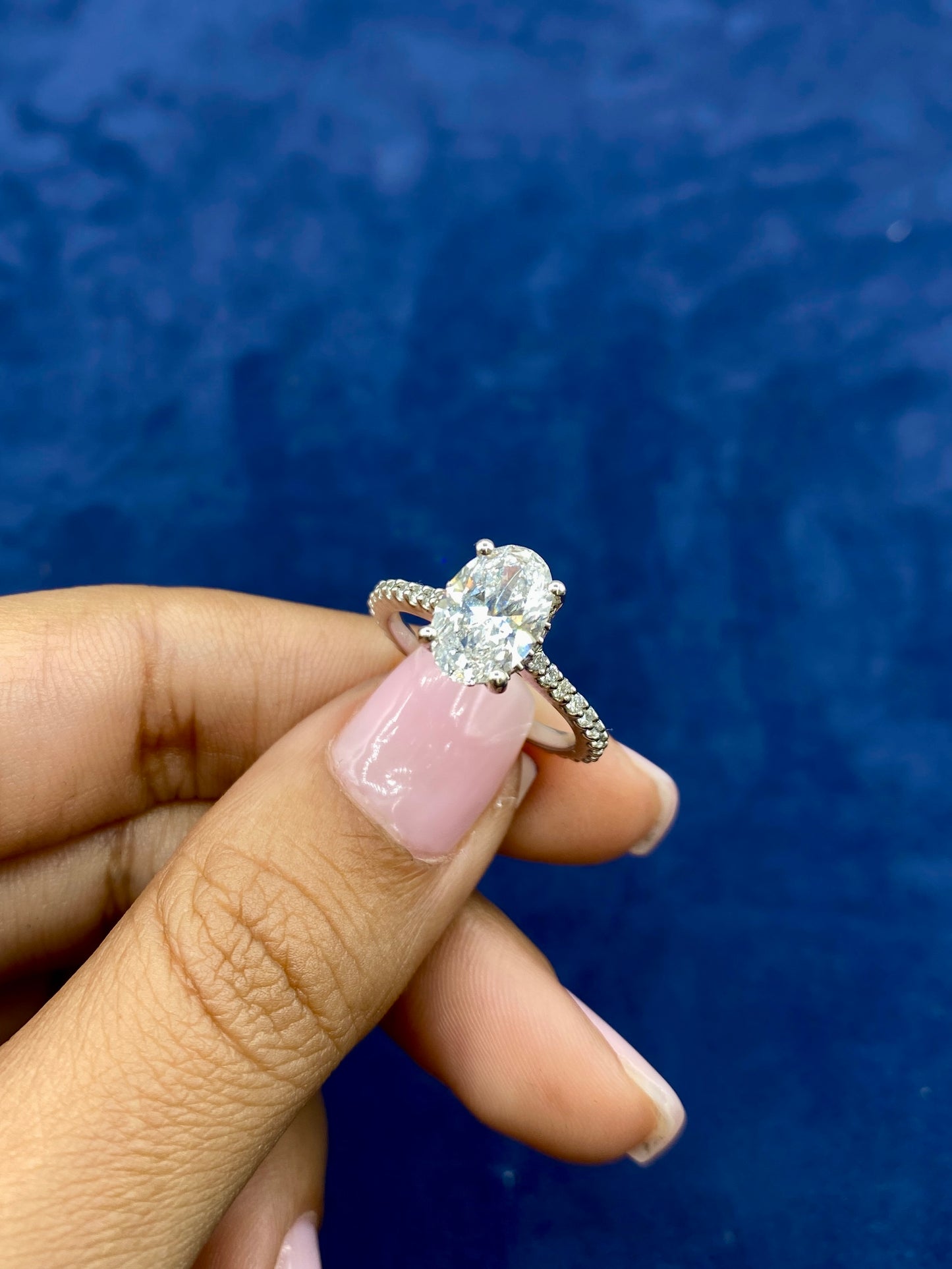14k Oval Cut Fancy Lab Diamond ENgagement RIng