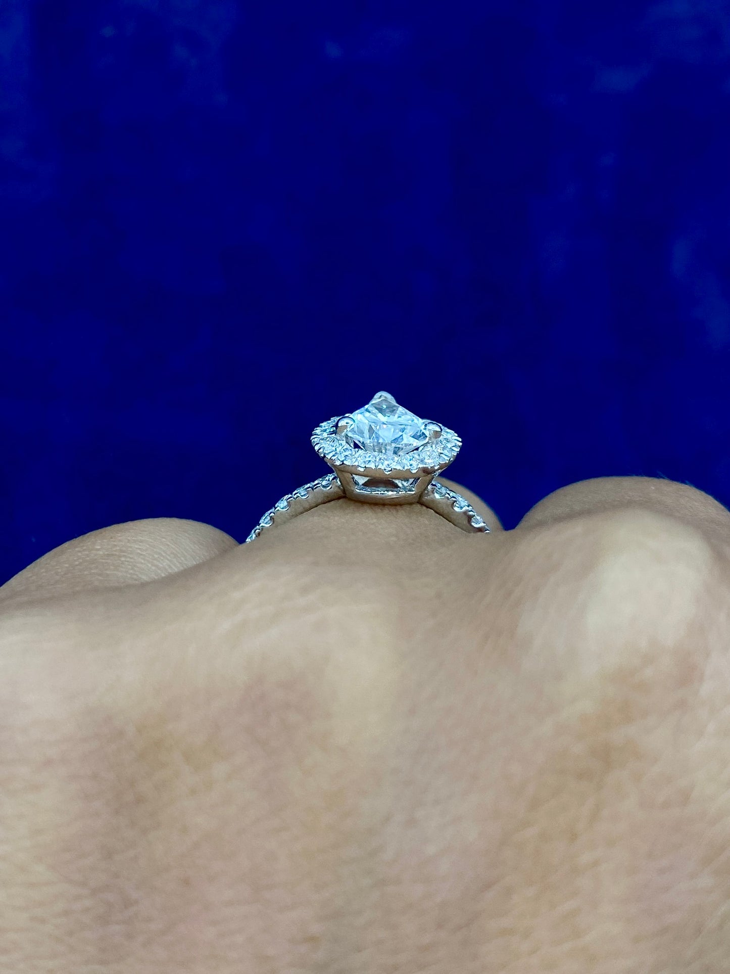 14k Pear Cut Halo Lab Diamond Engagement Ring
