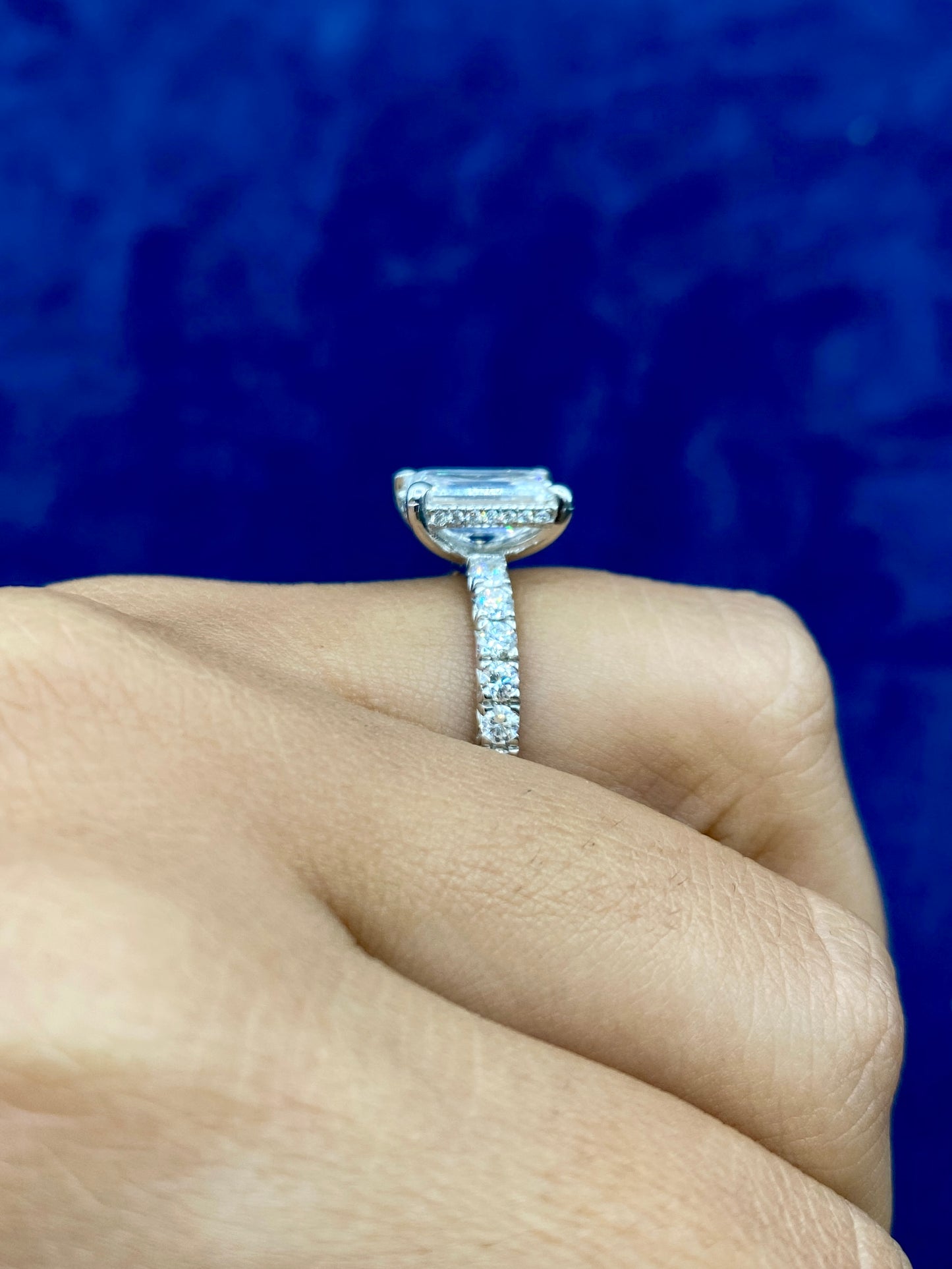 14k Elegant Emerald Cut Lab Diamond Engagement Ring