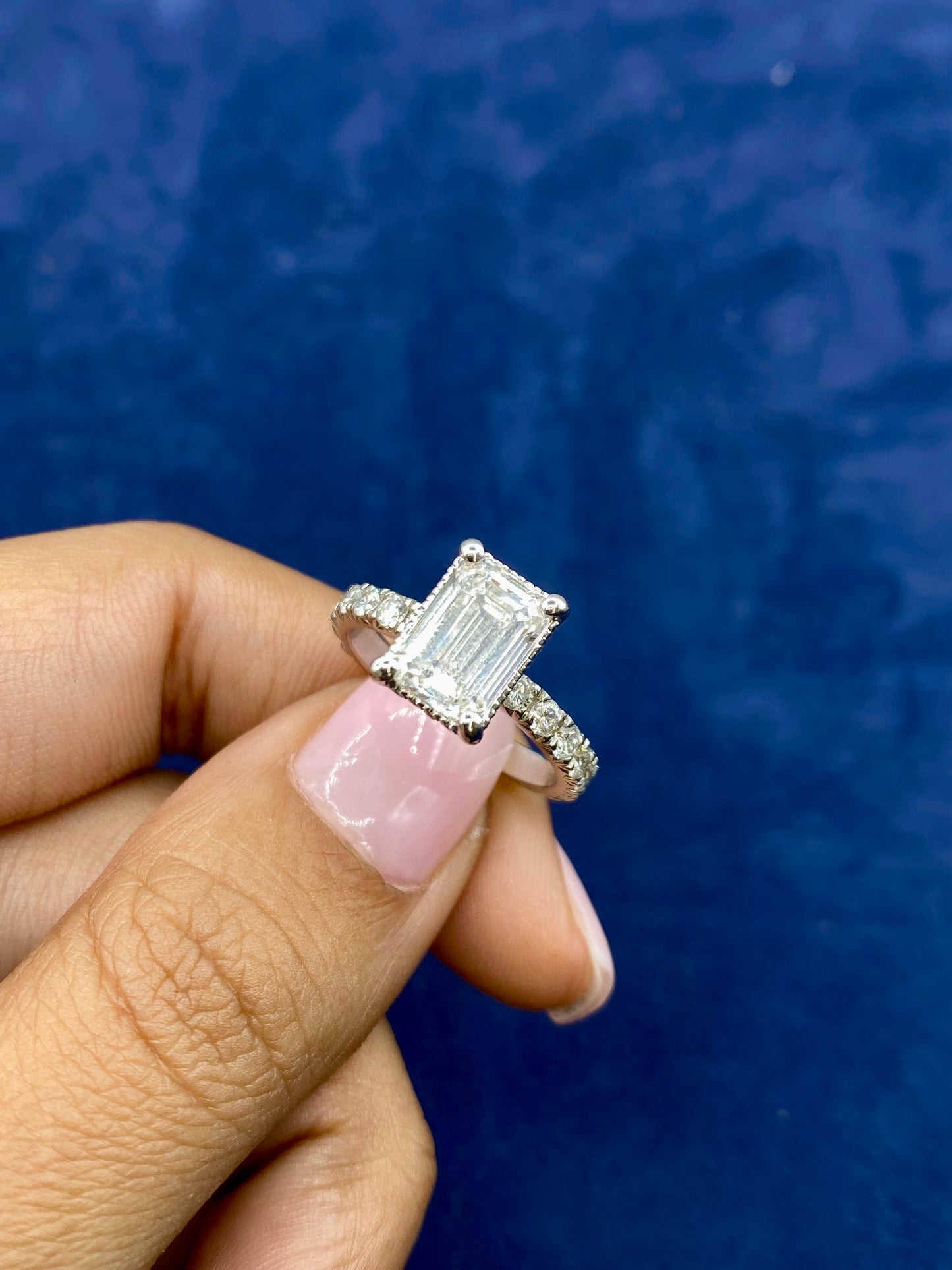 14k Elegant Emerald Cut Lab Diamond Engagement Ring