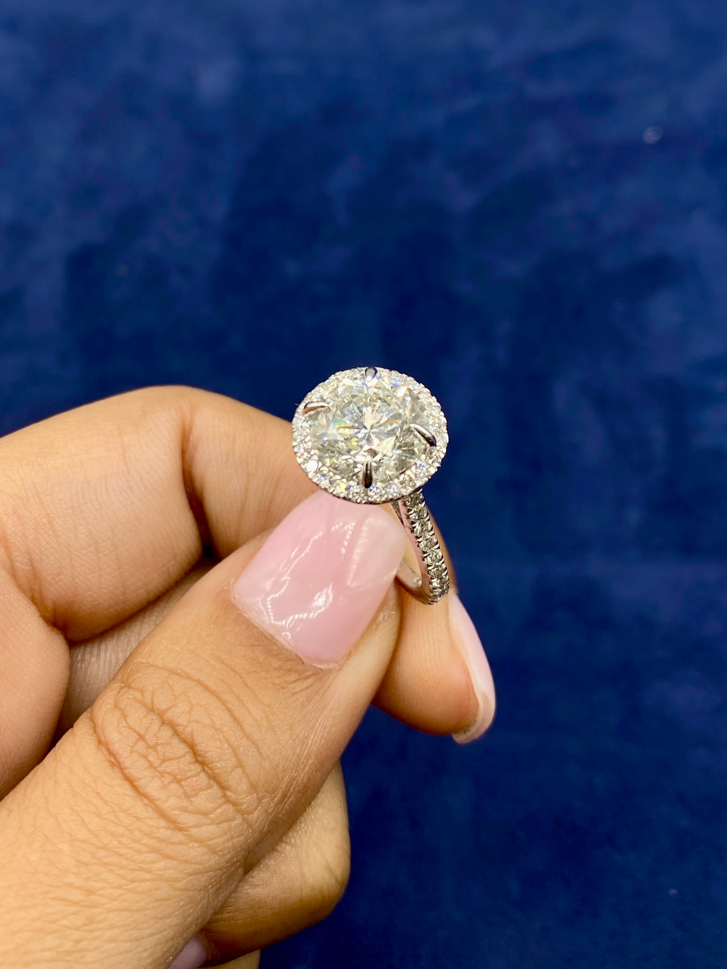 14K Round Halo Lab Diamond