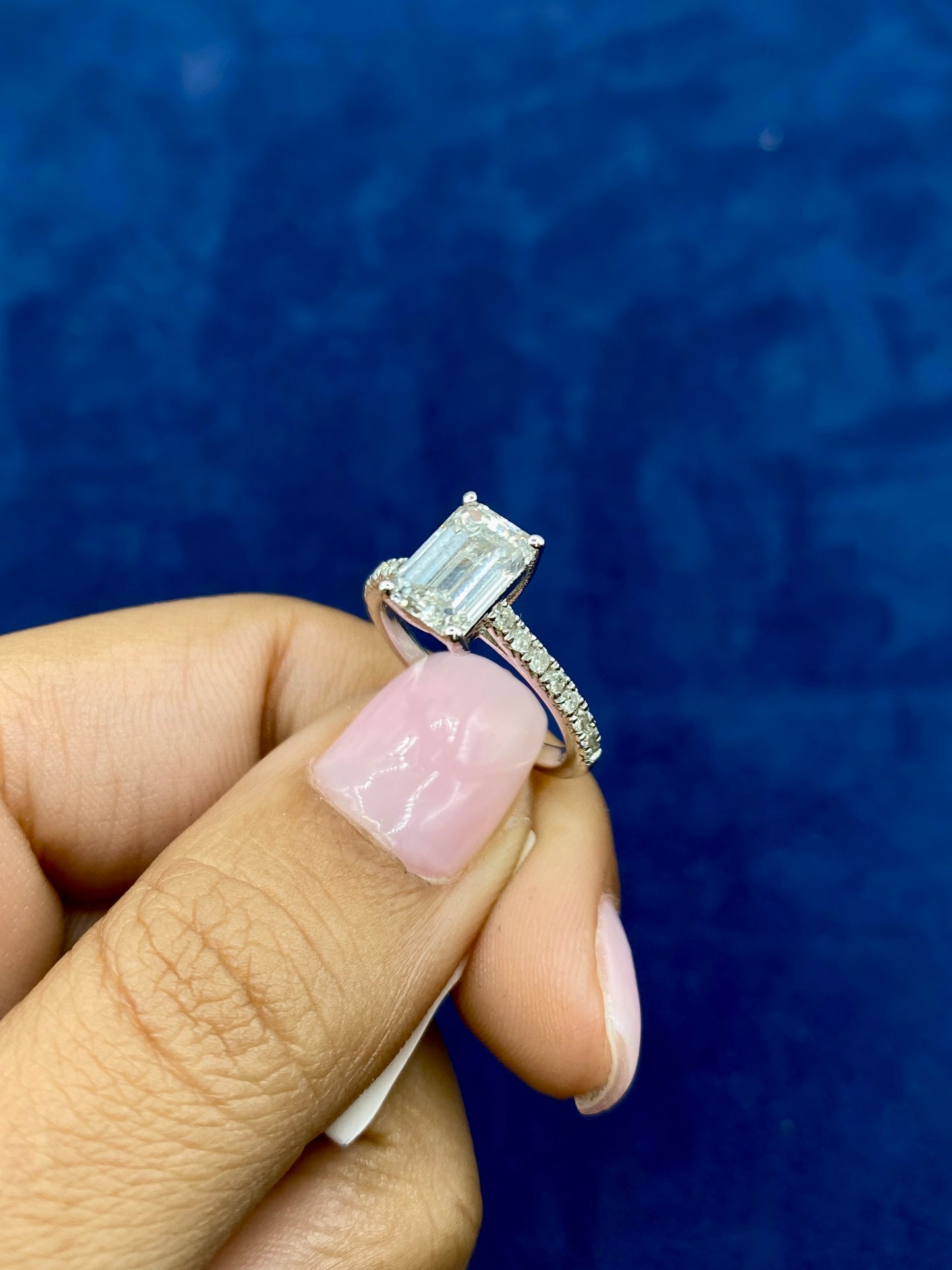14k Emerald cut Lab Diamonds