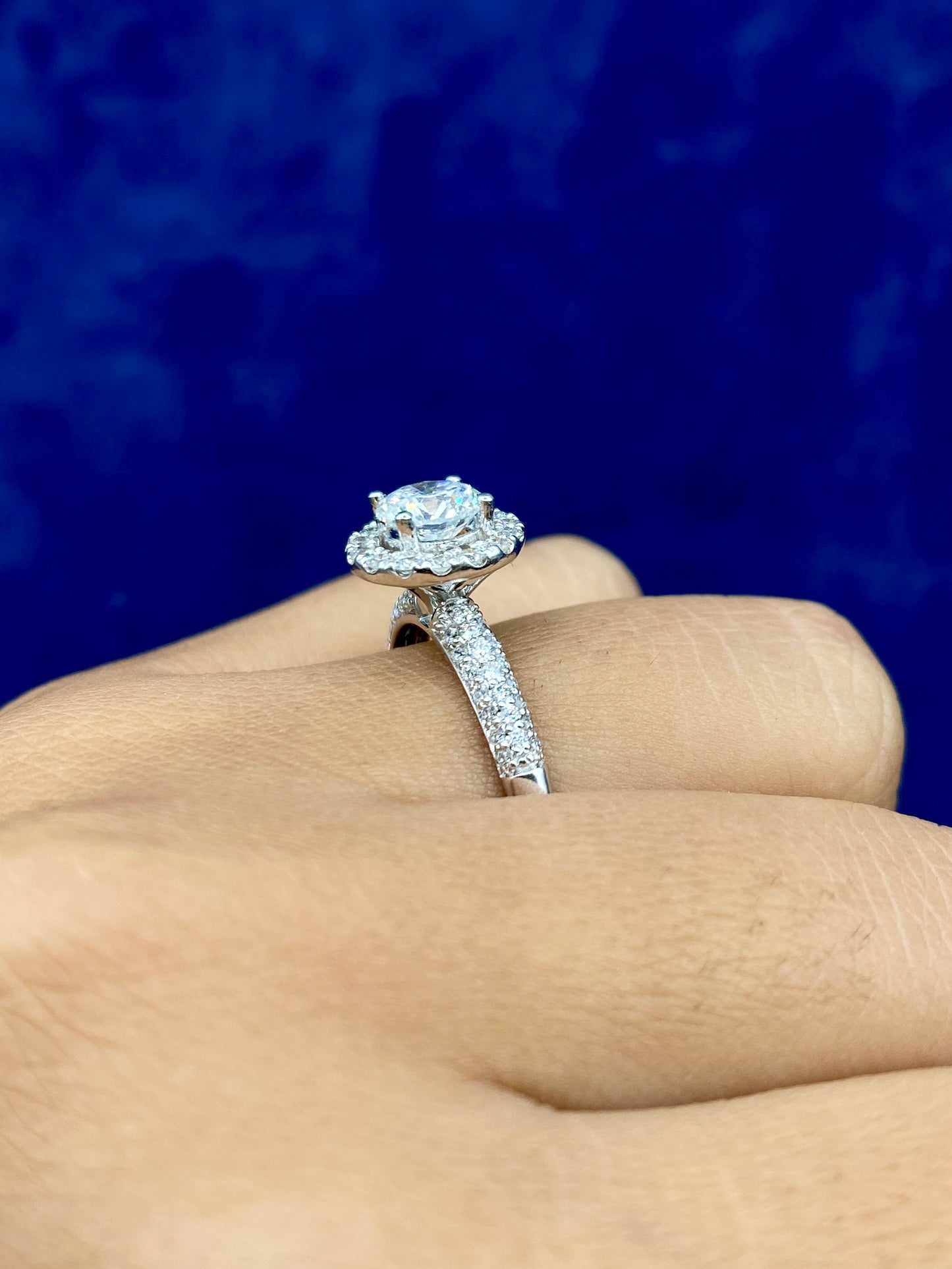 14k Circle Cut Halo Lab Diamond Engagement Ring