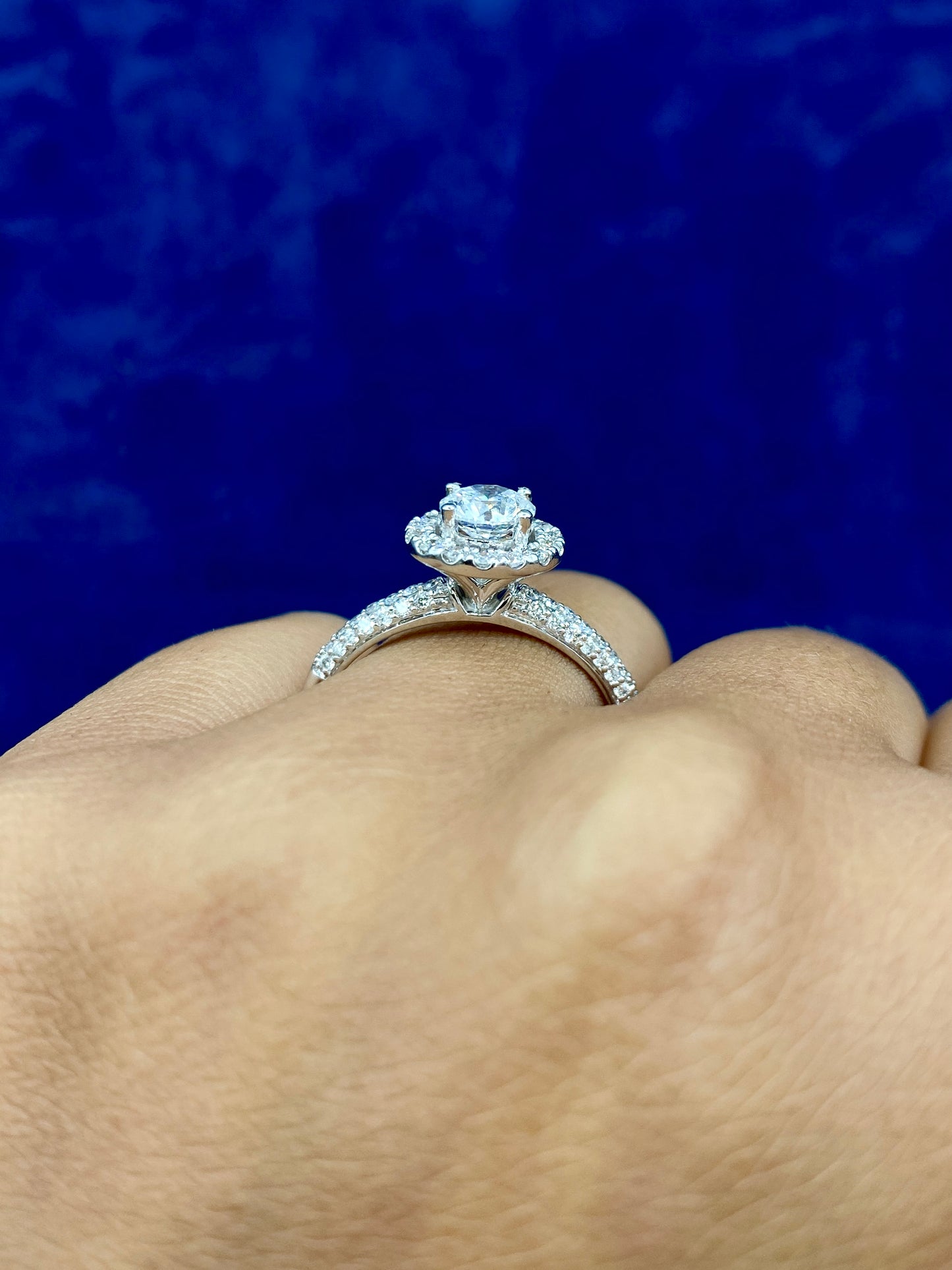 14k Circle Cut Halo Lab Diamond Engagement Ring