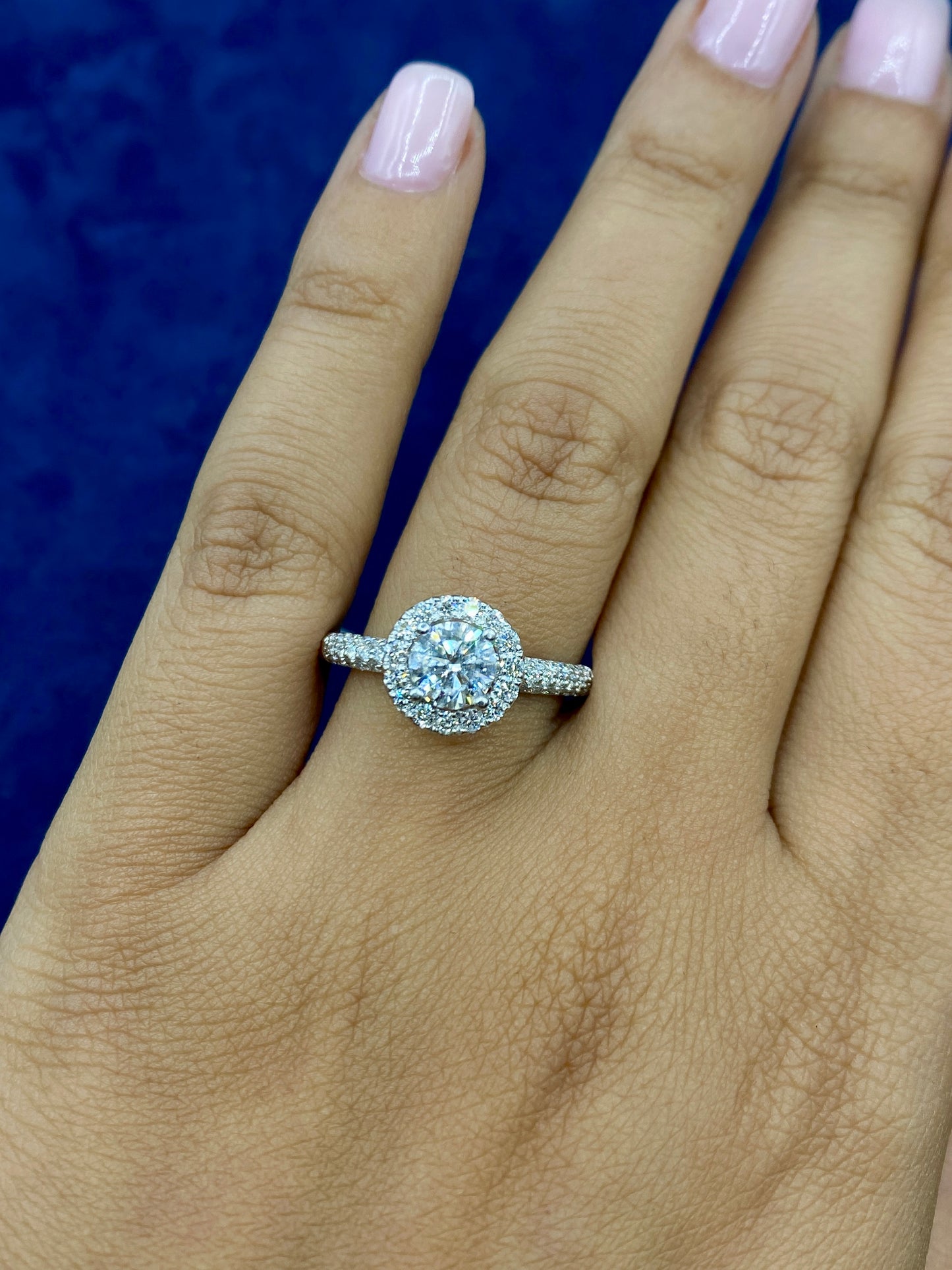 14k Circle Cut Halo Lab Diamond Engagement Ring