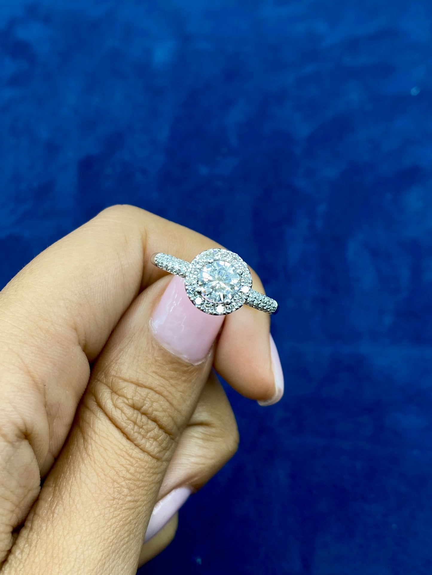 14k Circle Cut Halo Lab Diamond Engagement Ring
