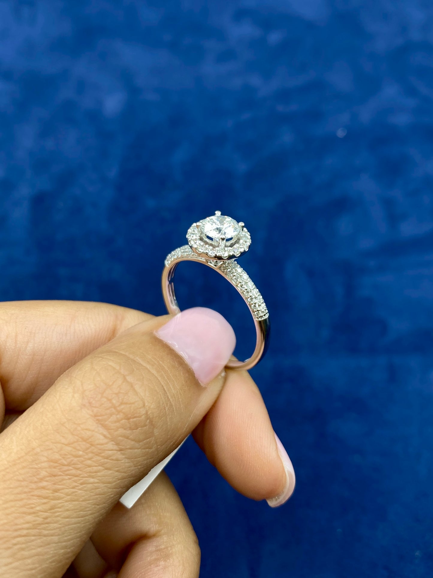 14k Circle Cut Halo Lab Diamond Engagement Ring