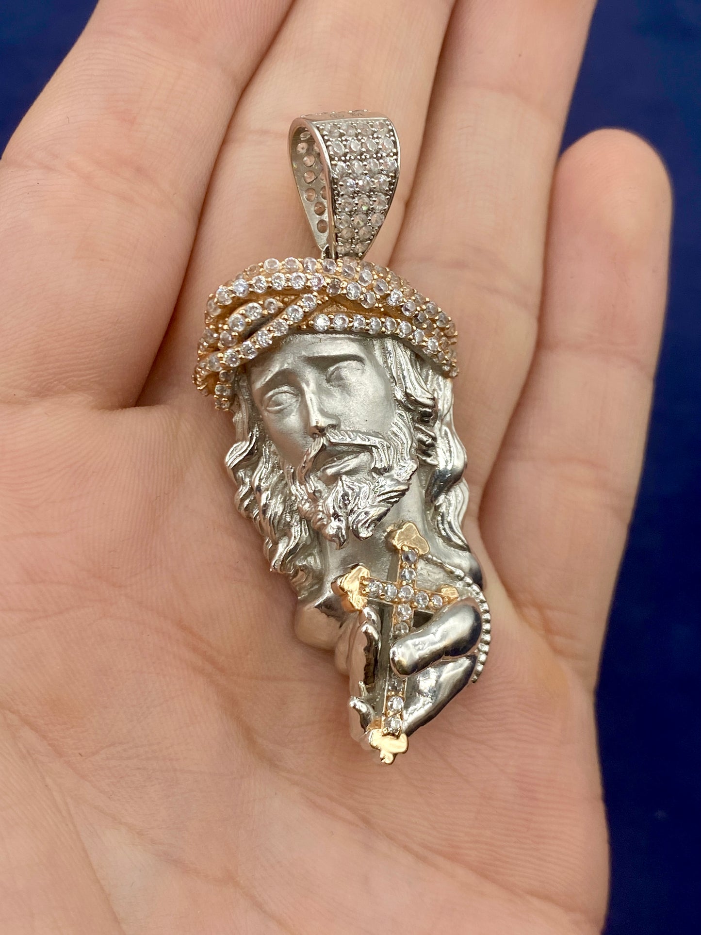 14k Custom Jesus and Cross Pendant