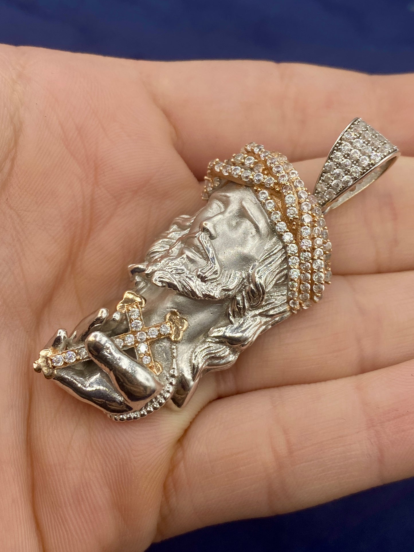 14k Custom Jesus and Cross Pendant
