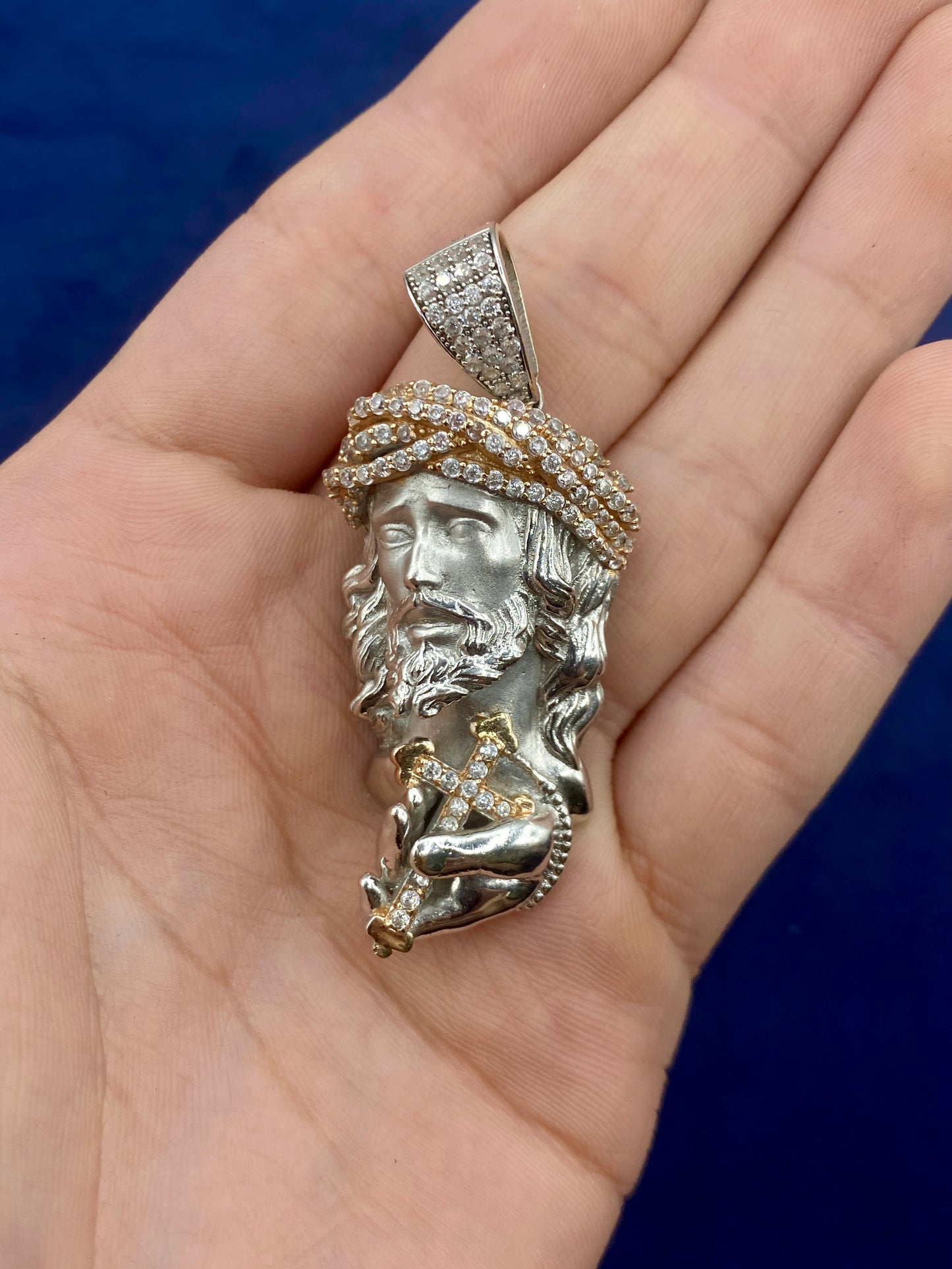 14k Custom Jesus and Cross Pendant