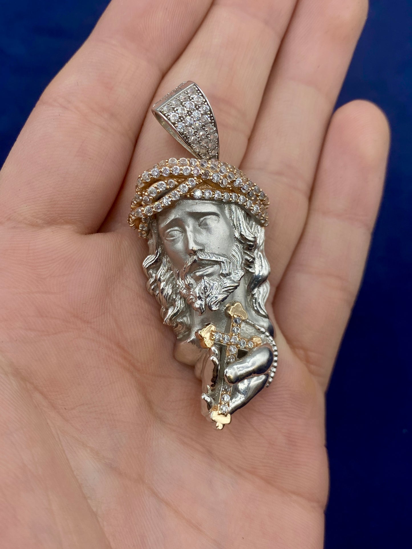 14k Custom Jesus and Cross Pendant