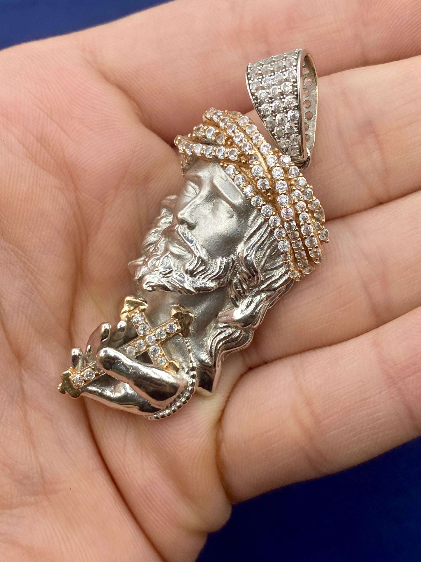 14k Custom Jesus and Cross Pendant