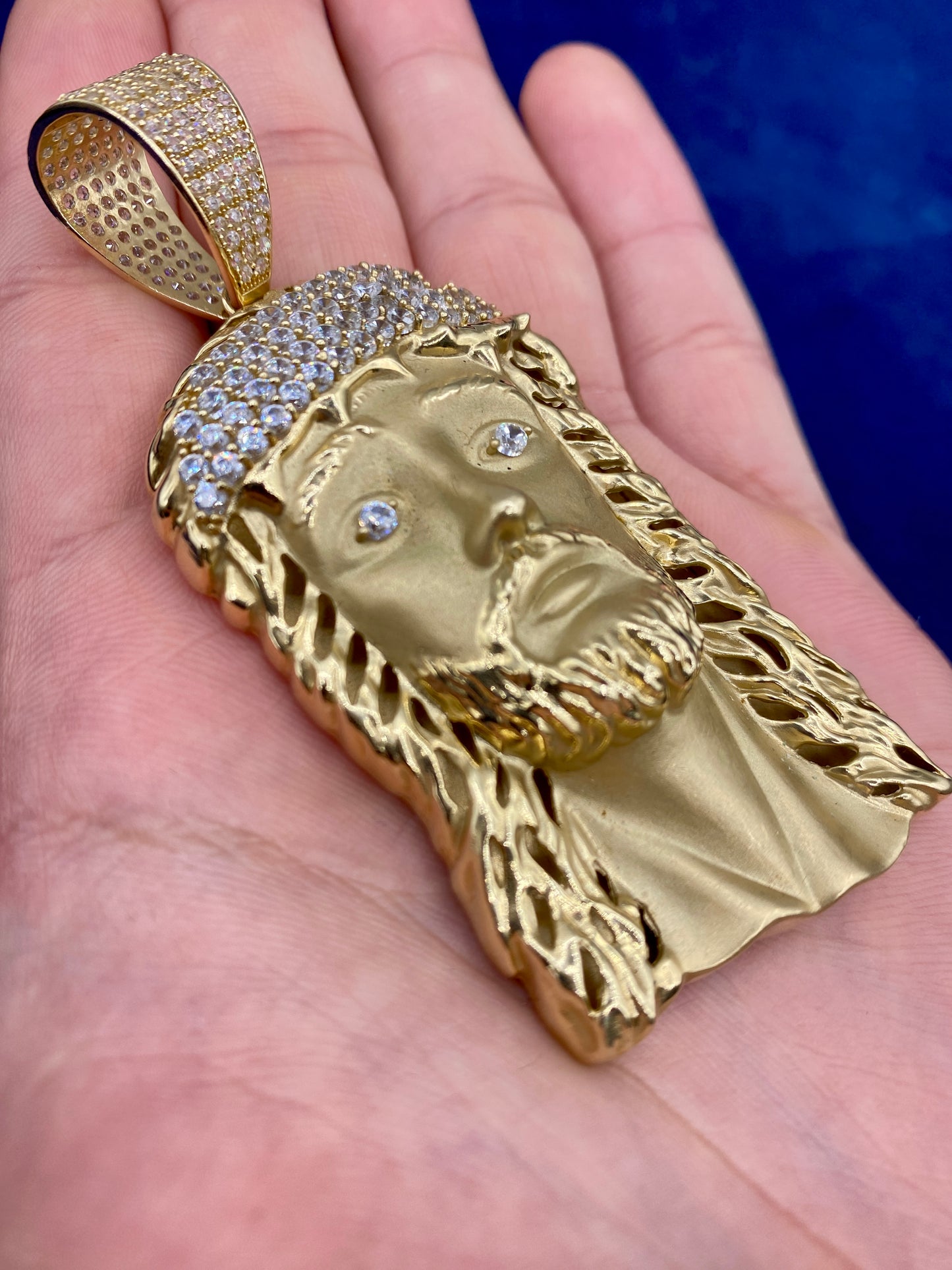 14k Gold XL Jesus Head Pendants