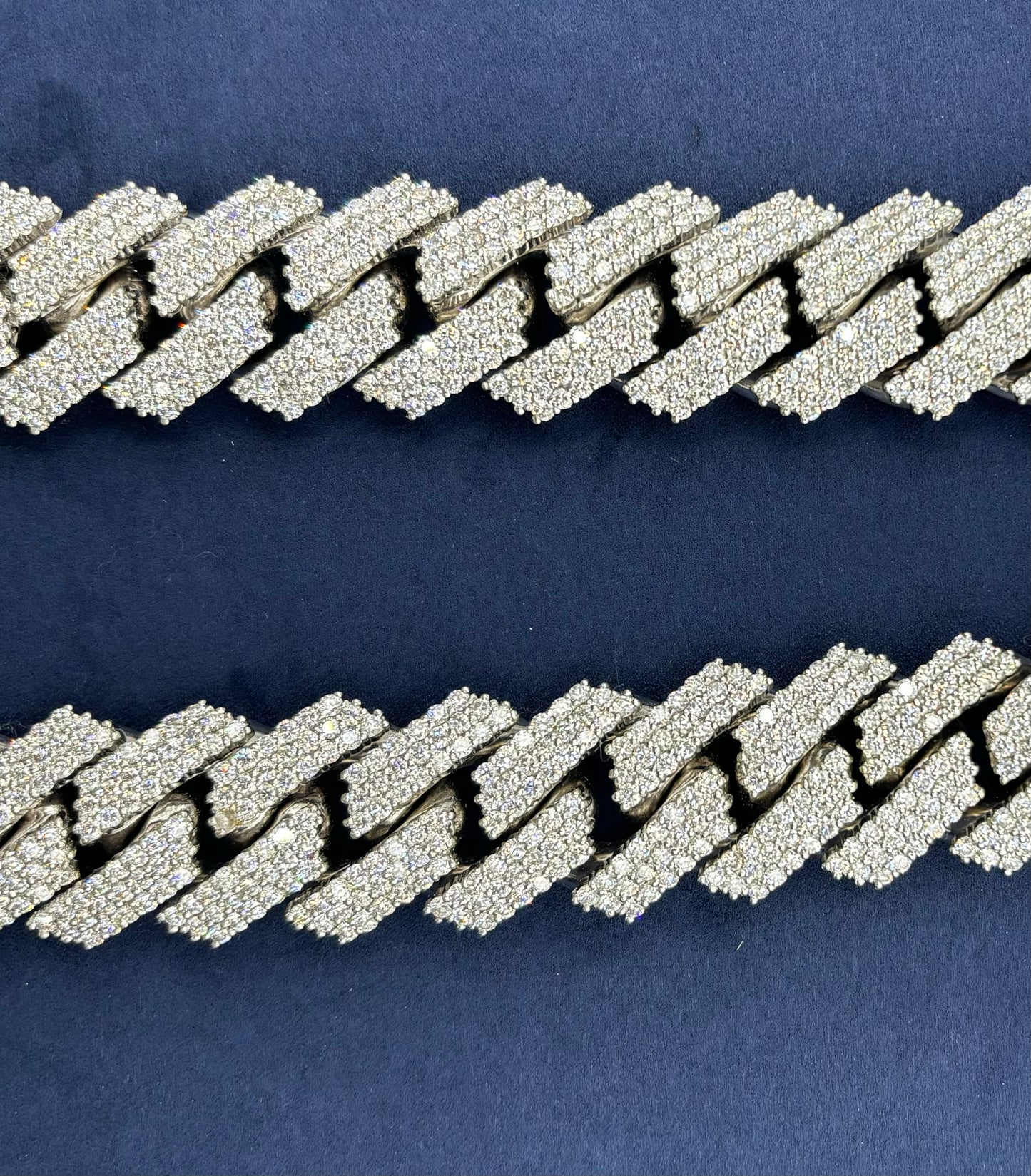 14K White Gold Jumbo 27mm Diamond Cuban Chain