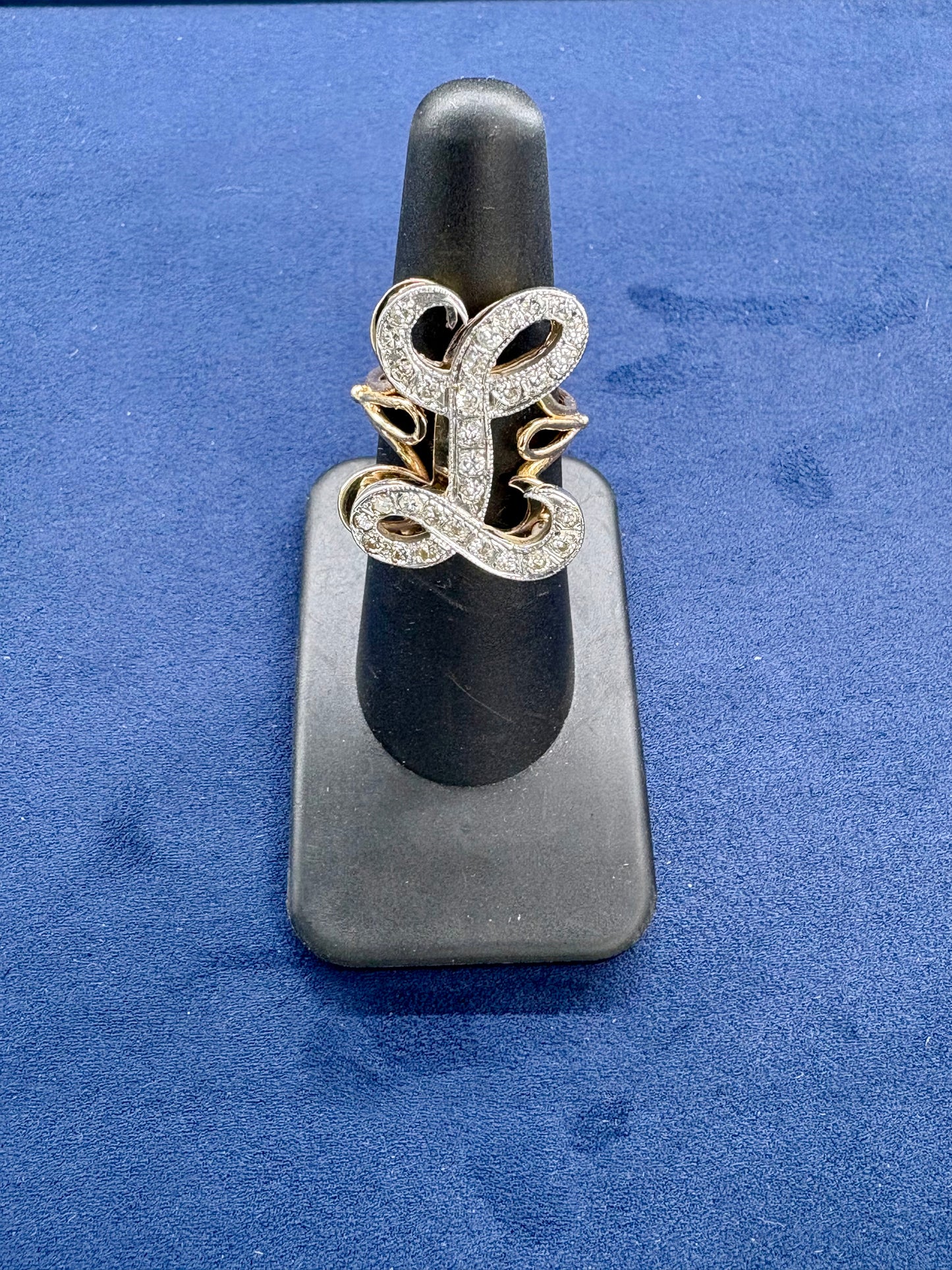 14K Gold and Diamond Initial L Ring