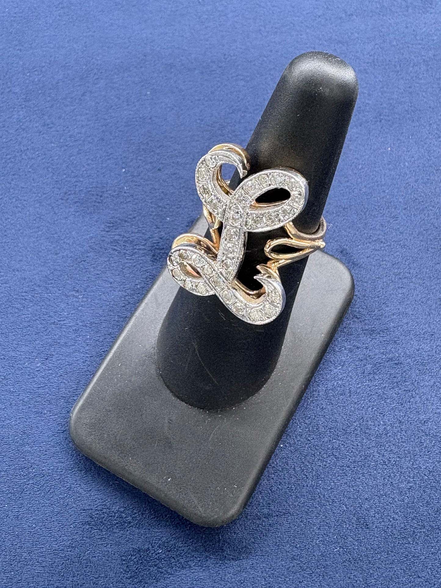 14K Gold and Diamond Initial L Ring