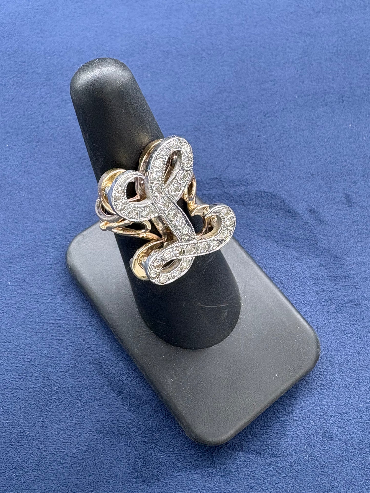 14K Gold and Diamond Initial L Ring