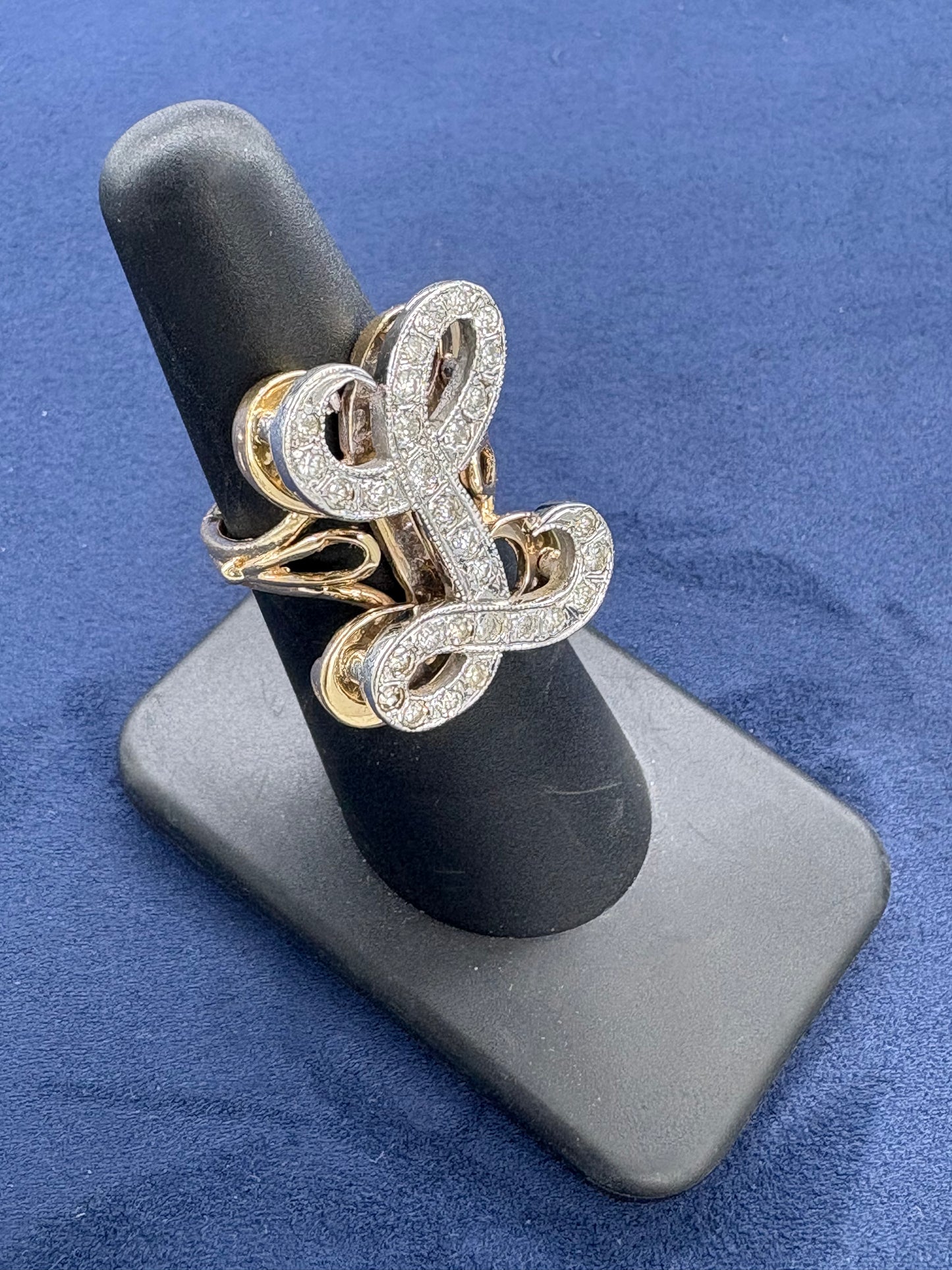 14K Gold and Diamond Initial L Ring