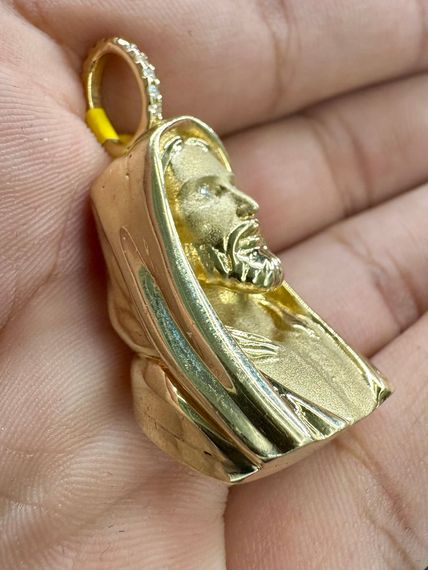 14K Gold and Diamonds Jesus Head Pendant