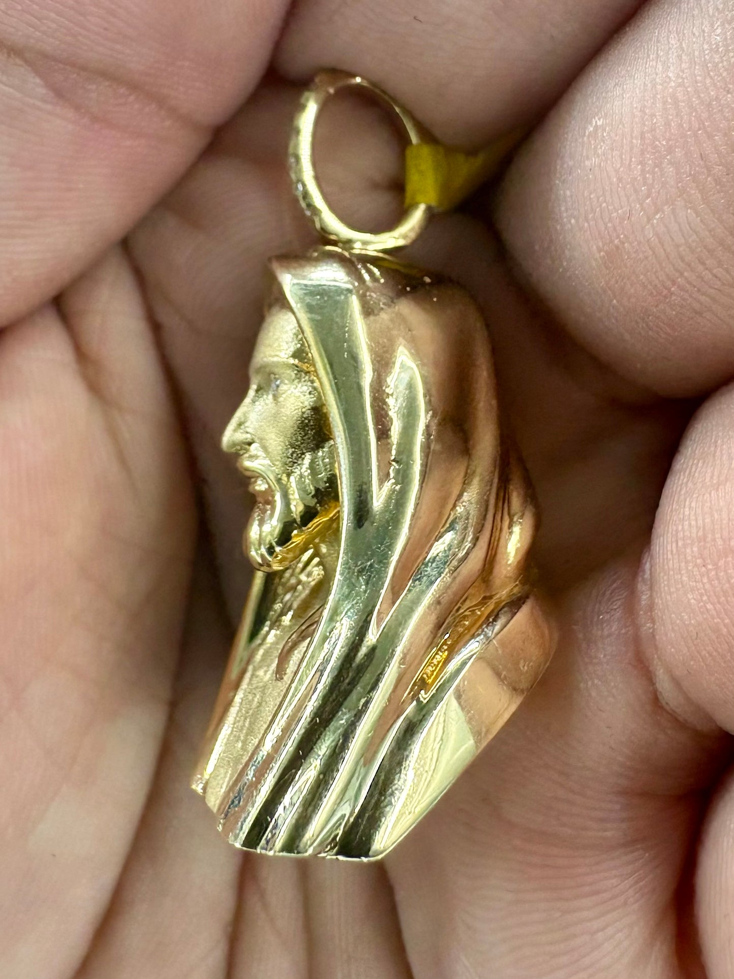 14K Gold and Diamonds Jesus Head Pendant