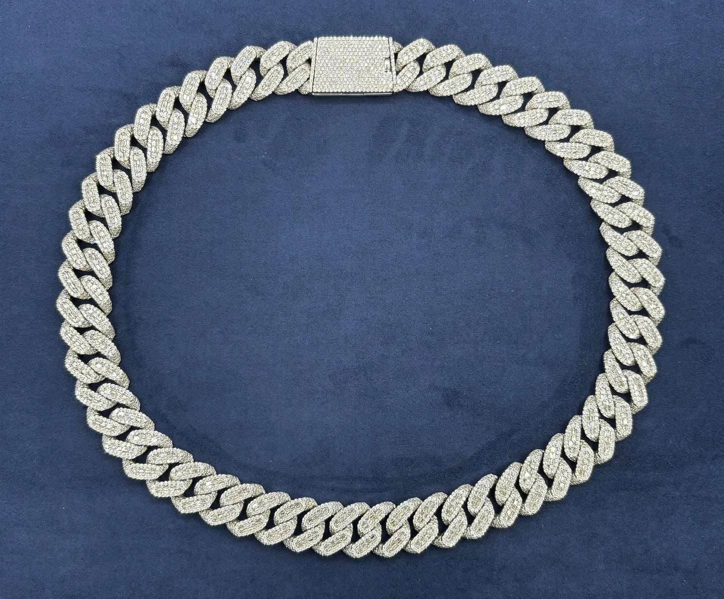14K 18.5mm White Gold Baguette Cuban Chain