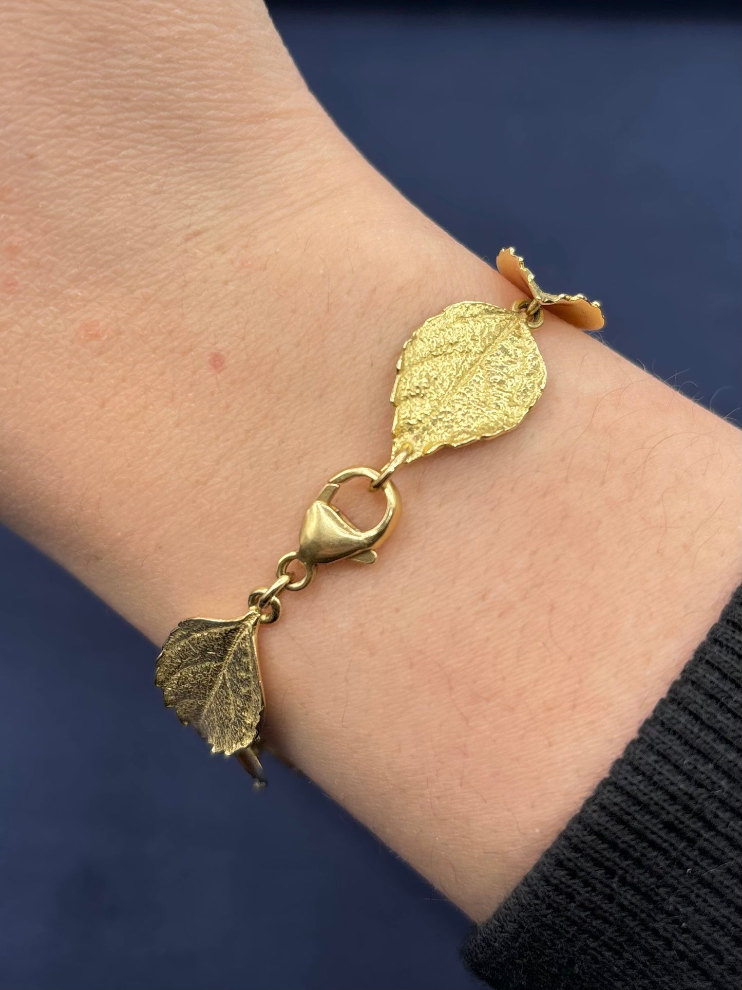 14k Autumn Leaf Link Bracelet