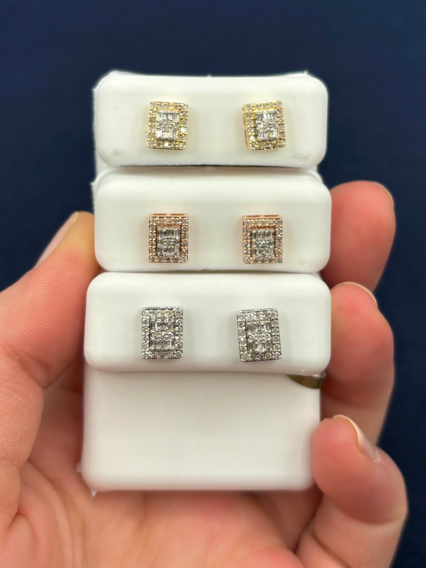 10K Double Layer Rectangle Earrings