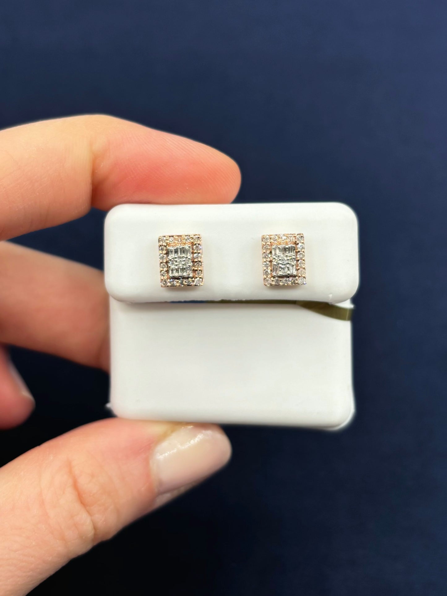 10K Double Layer Rectangle Earrings